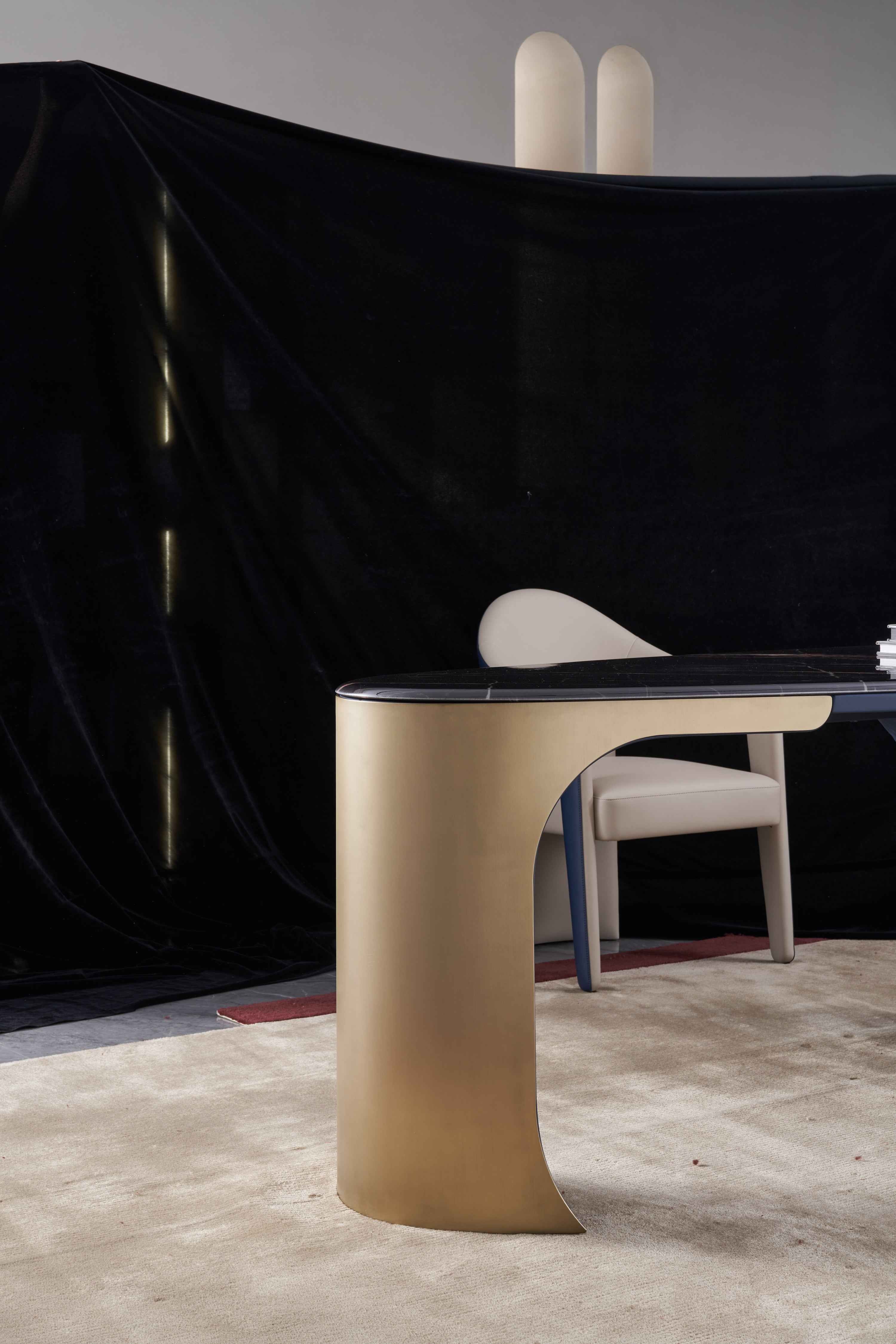 Light Luxury Modern Marble DS3-053-1 Shaped Desk,Boss Table , Office Table