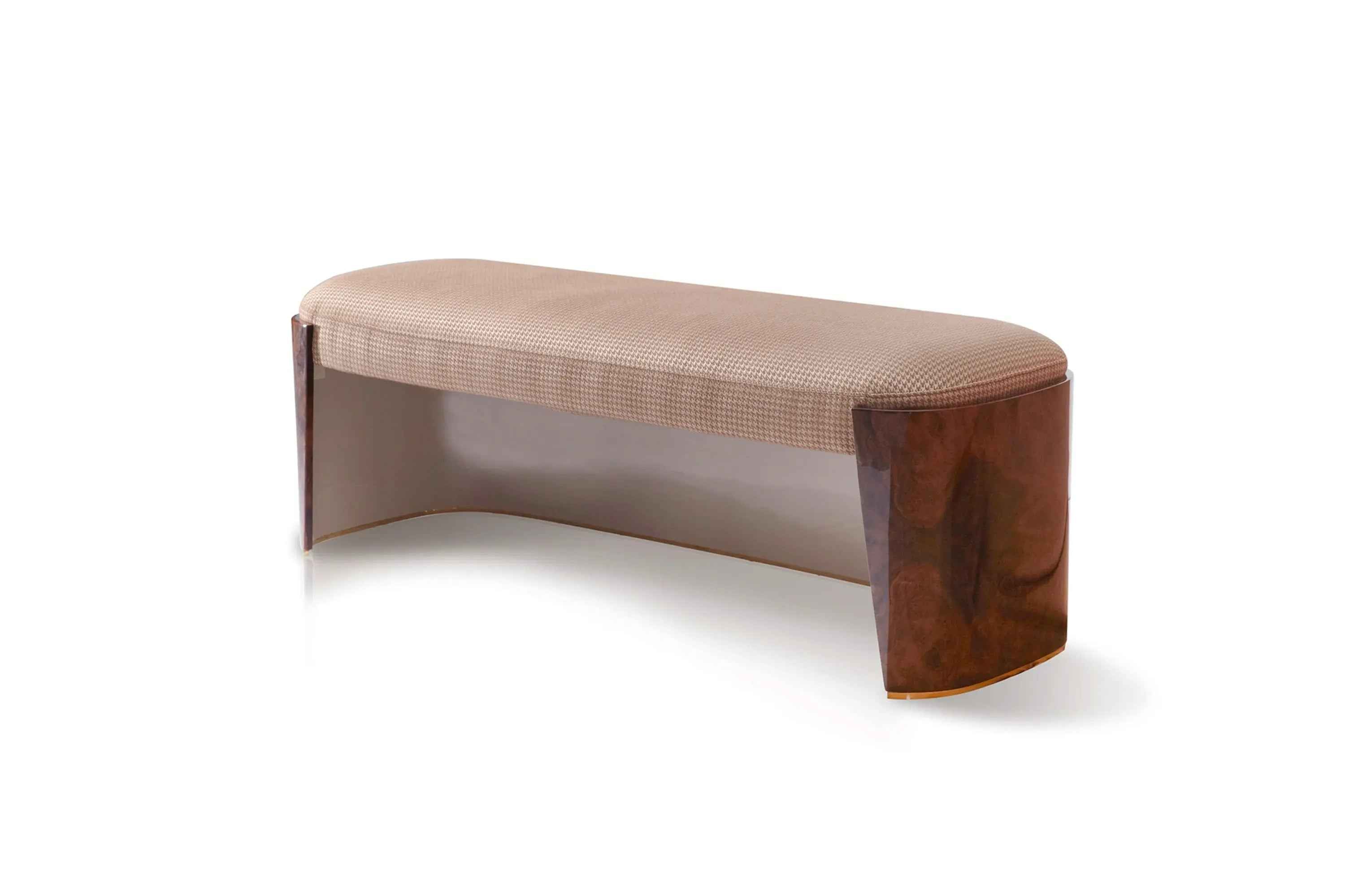 Bentley Bed End Stool, Bench W001B20 - Elegant Bed End Stool with Iron Base and Upholstered Fabric Seat