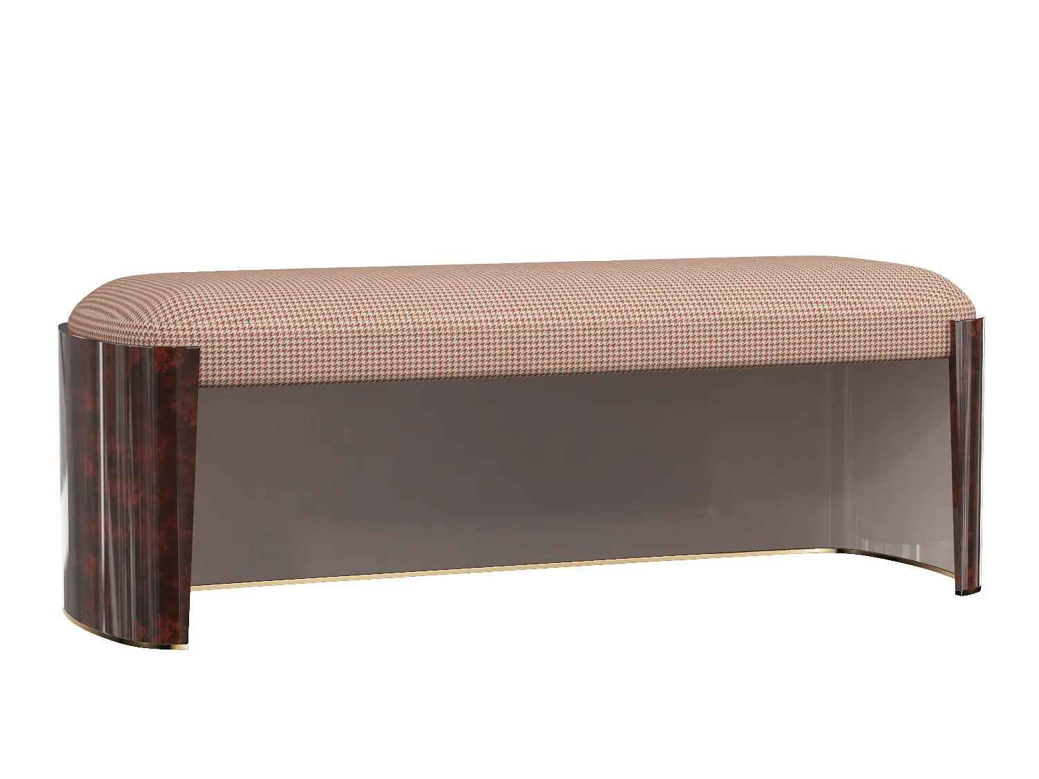 Bentley Bed End Stool, Bench W001B20 - Elegant Bed End Stool with Iron Base and Upholstered Fabric Seat
