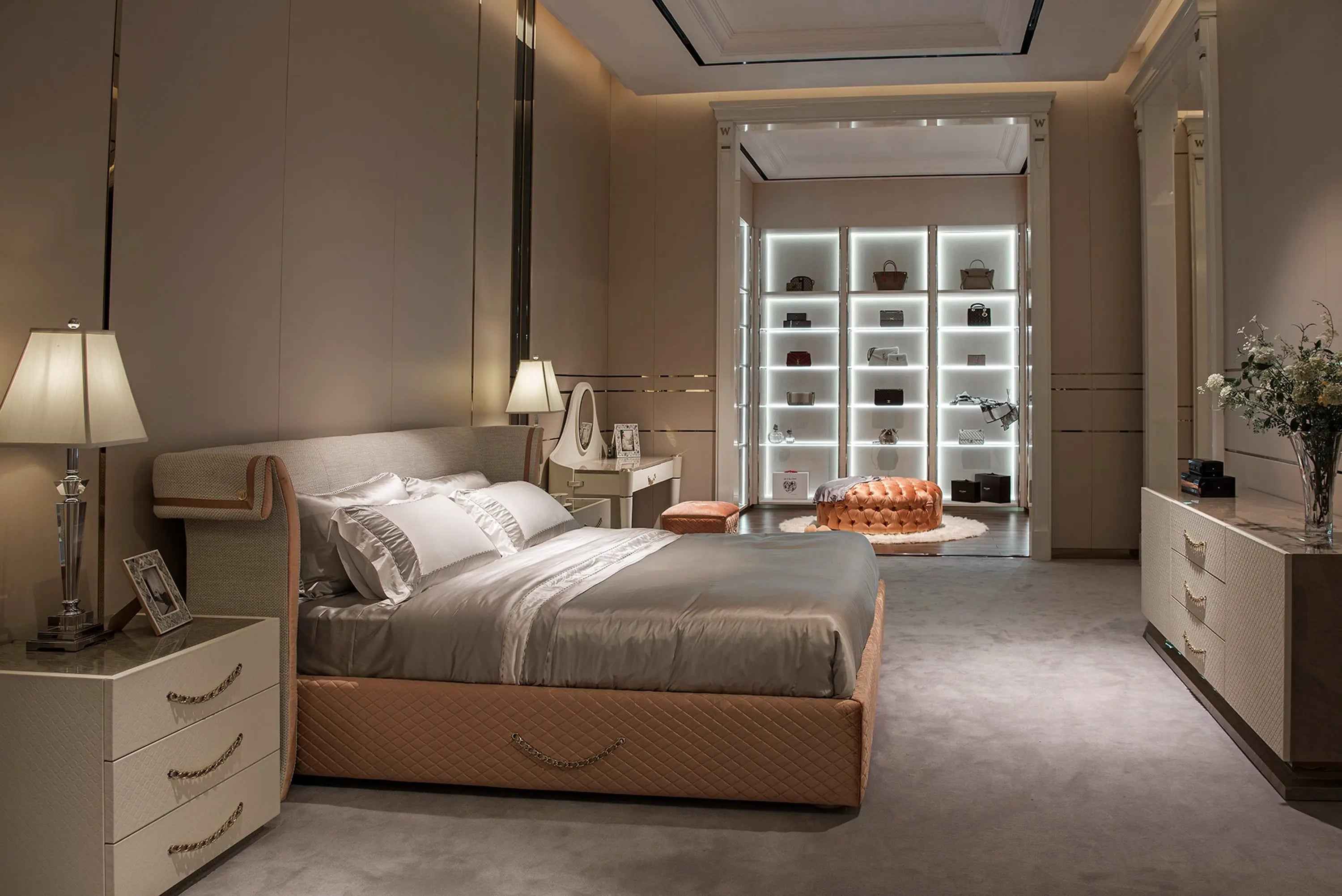 Elevate Your Bedroom with a Stylish Wooden Nightstand ,Light luxury style W005B11 Bentley bedside table