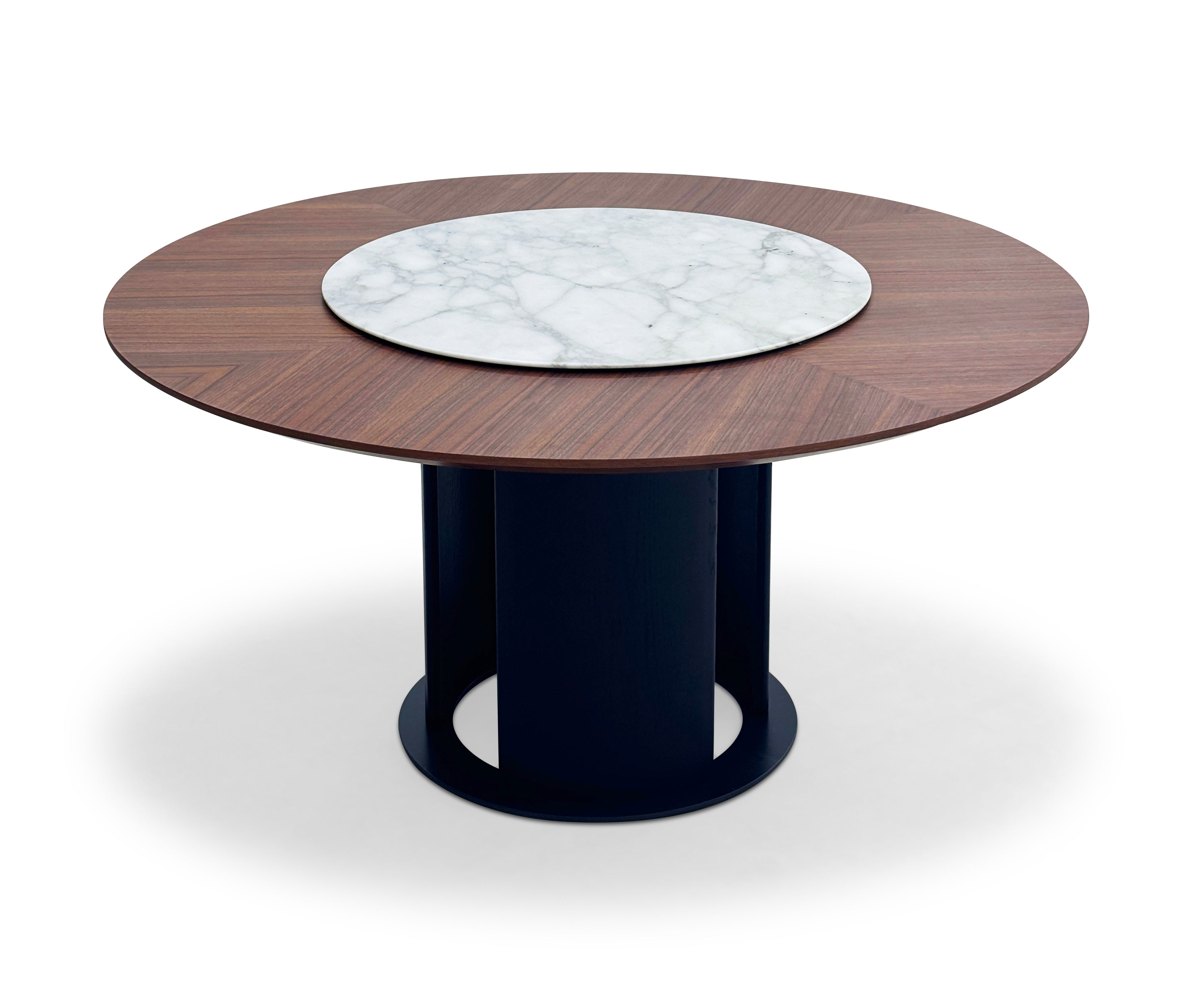 HA-2402-1 Round Dining Table (wooden surface + built-in turntable) - Chiuchiufurniture