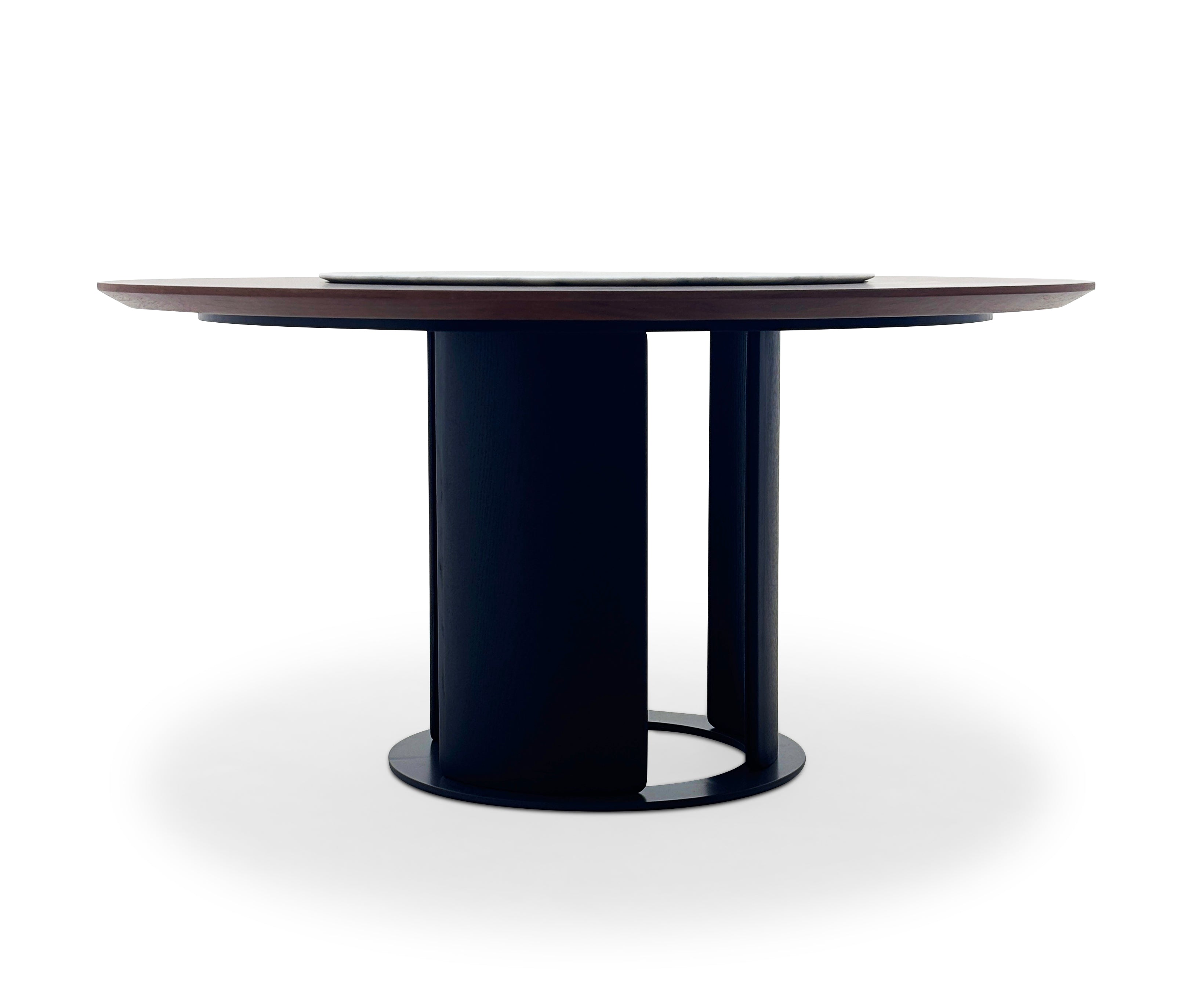 HA-2402-1 Round Dining Table (wooden surface + built-in turntable) - Chiuchiufurniture