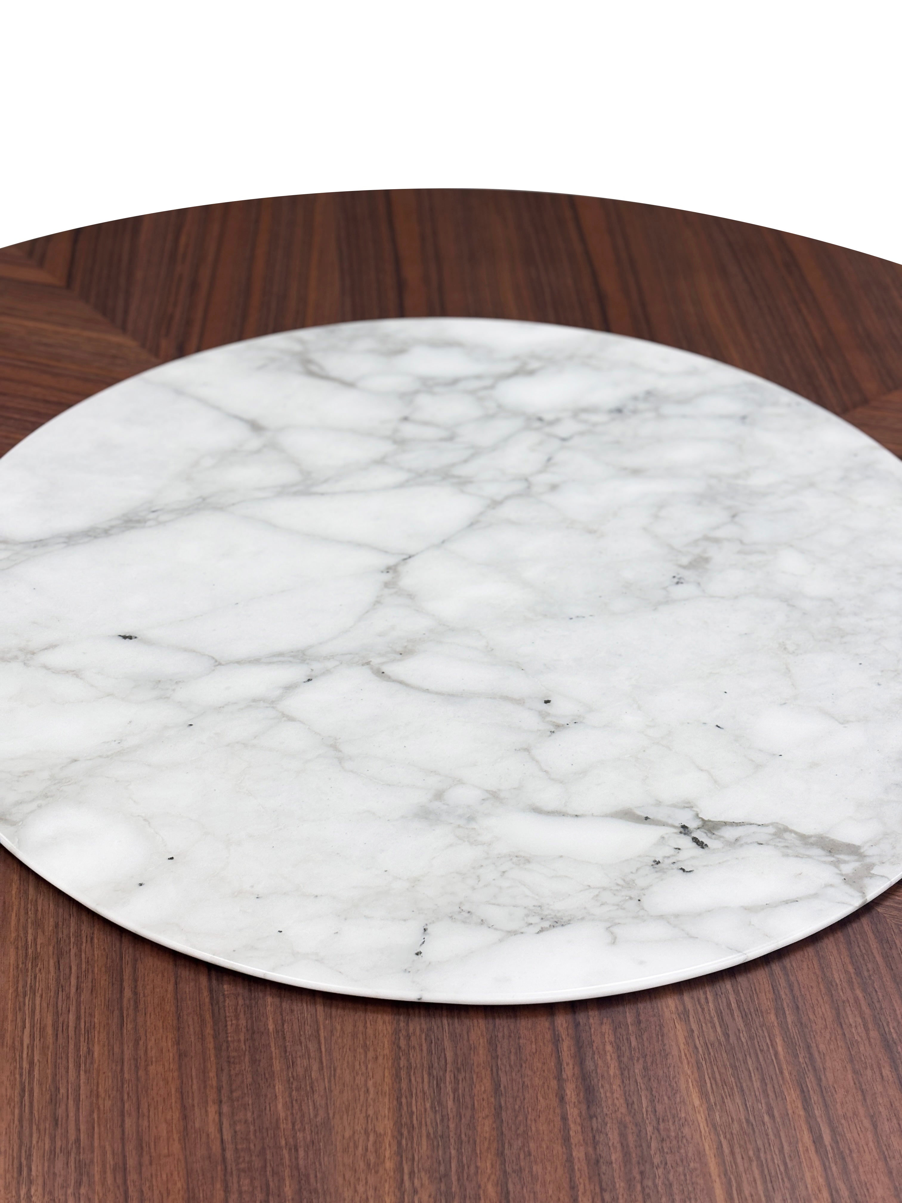 HA-2402-1 Round Dining Table (wooden surface + built-in turntable) - Chiuchiufurniture