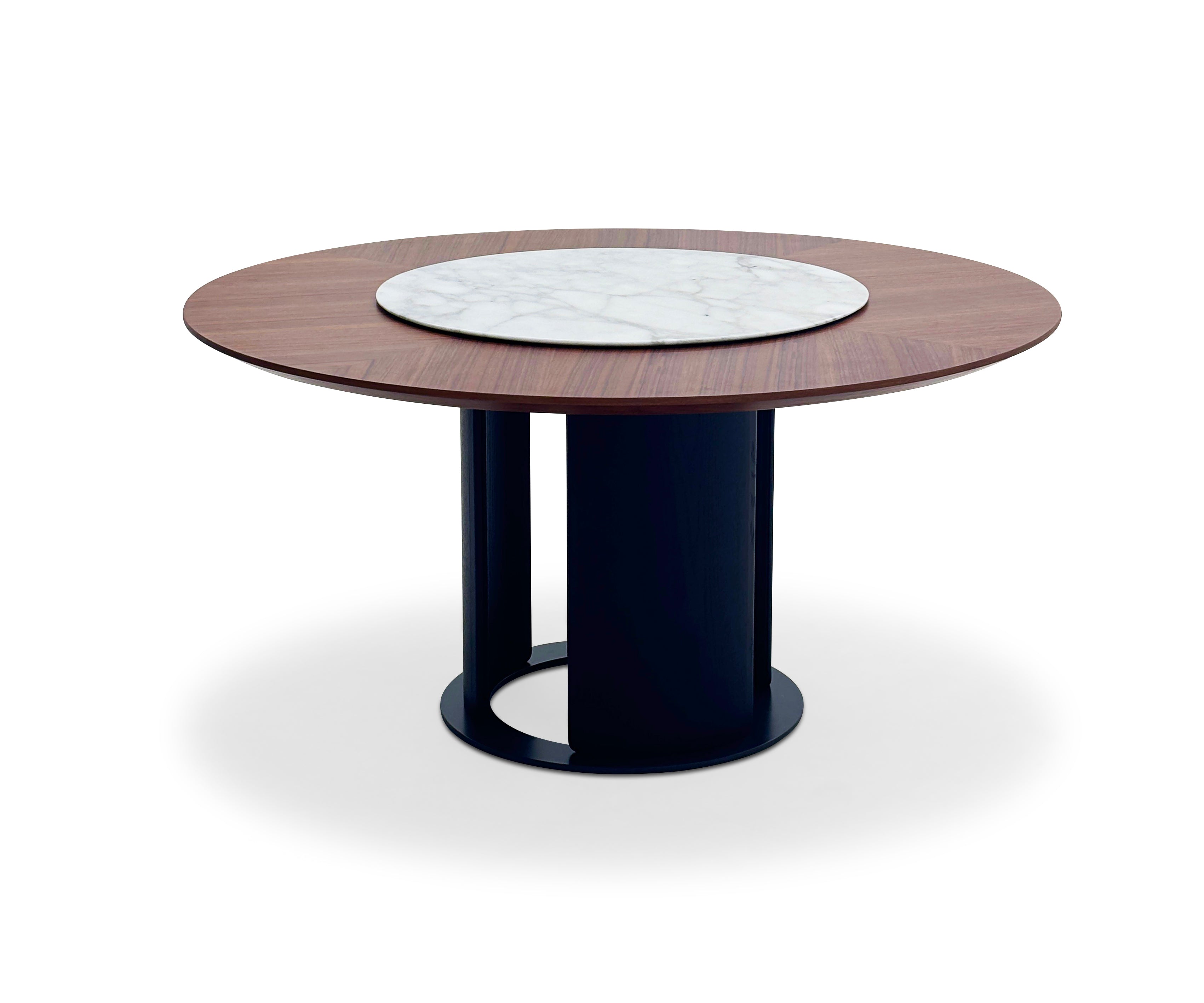 HA-2402-1 Round Dining Table (wooden surface + built-in turntable) - Chiuchiufurniture