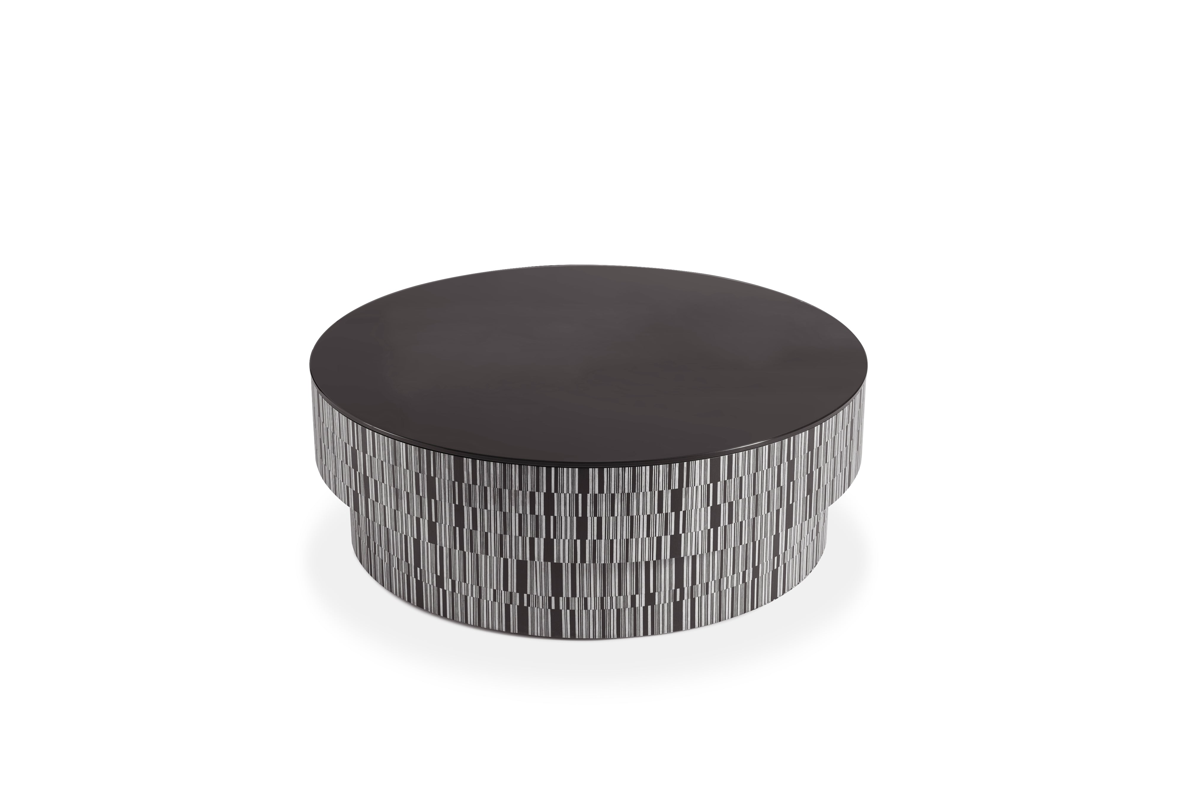 Modern Minimalist Black Oiled Glass Coffee Table with Zebra Wood Art Veneer HC-2320-1 Tea table - Chiuchiufurniture