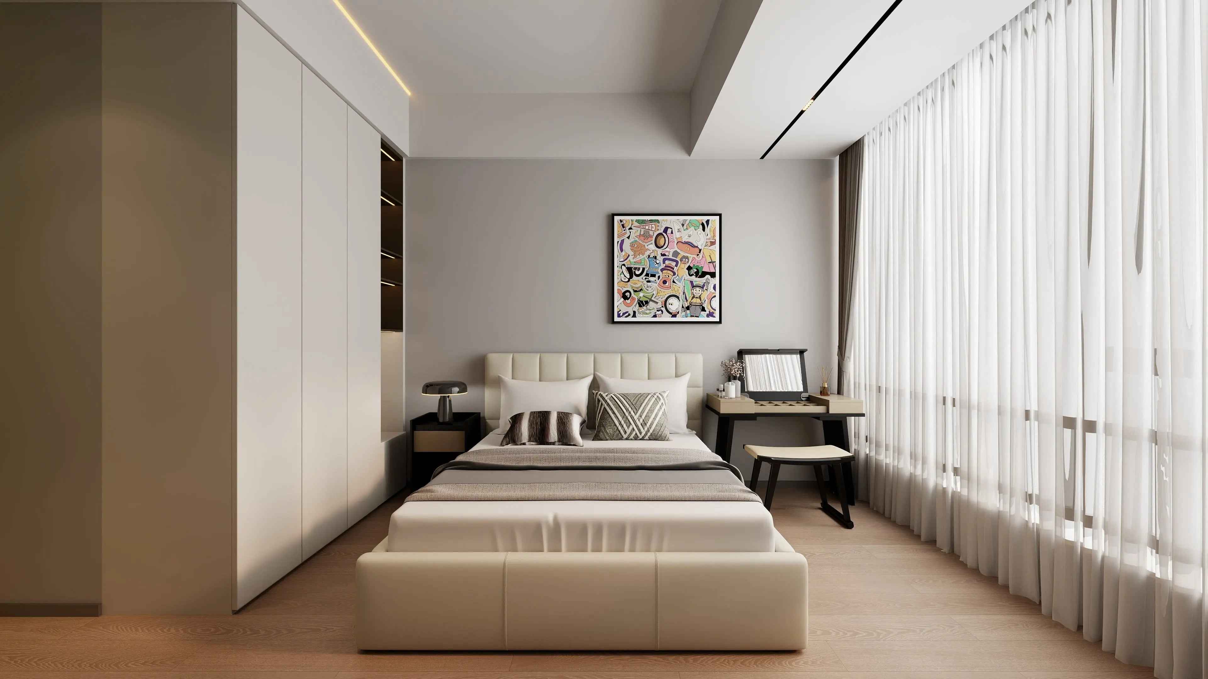 Italian Minimalist Checkered KB-VVCASA-BED-VX1-1691-1 Bed