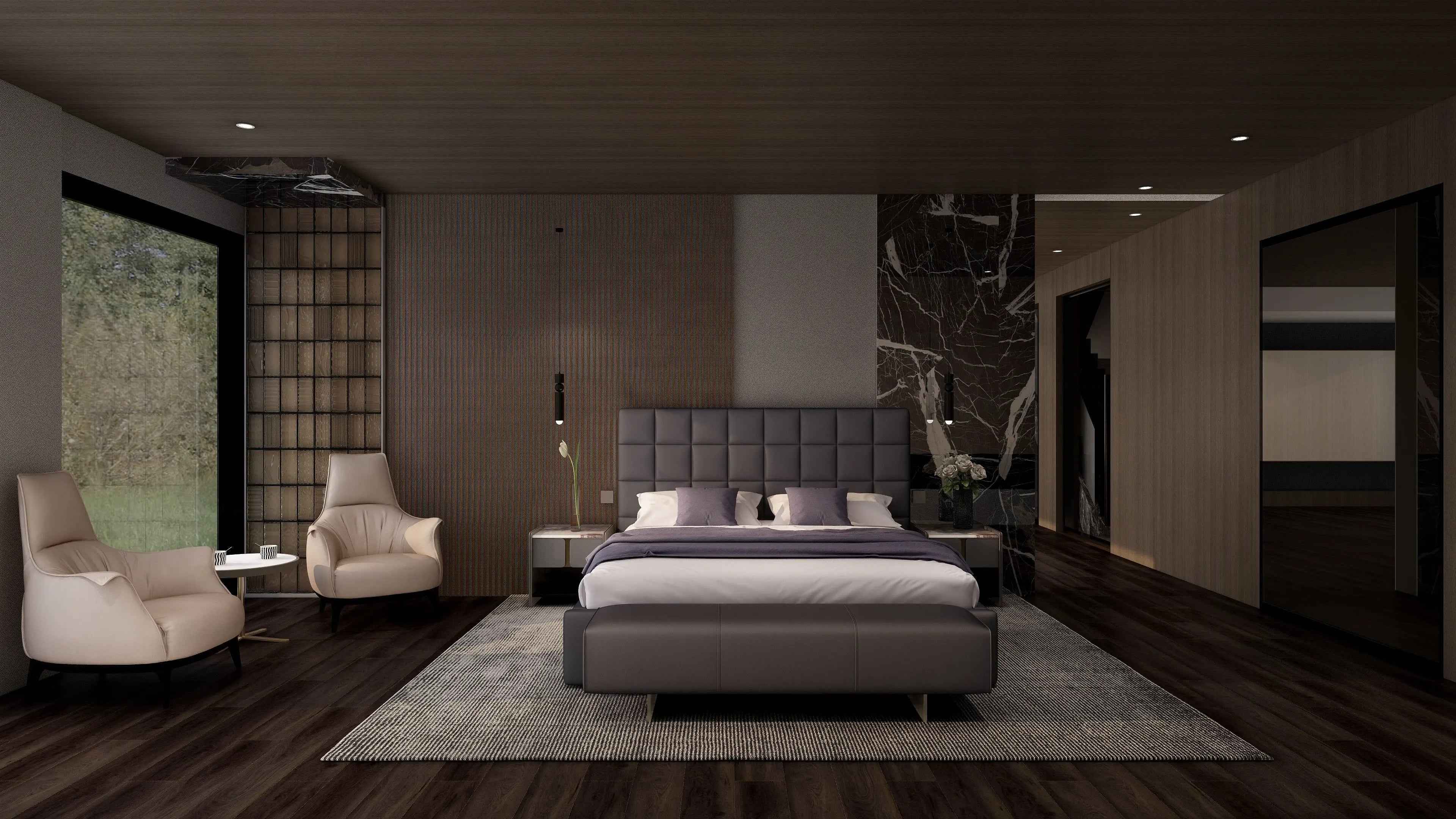 Italian Minimalist Checkered KB-VVCASA-BED-VX1-1691-1 Bed