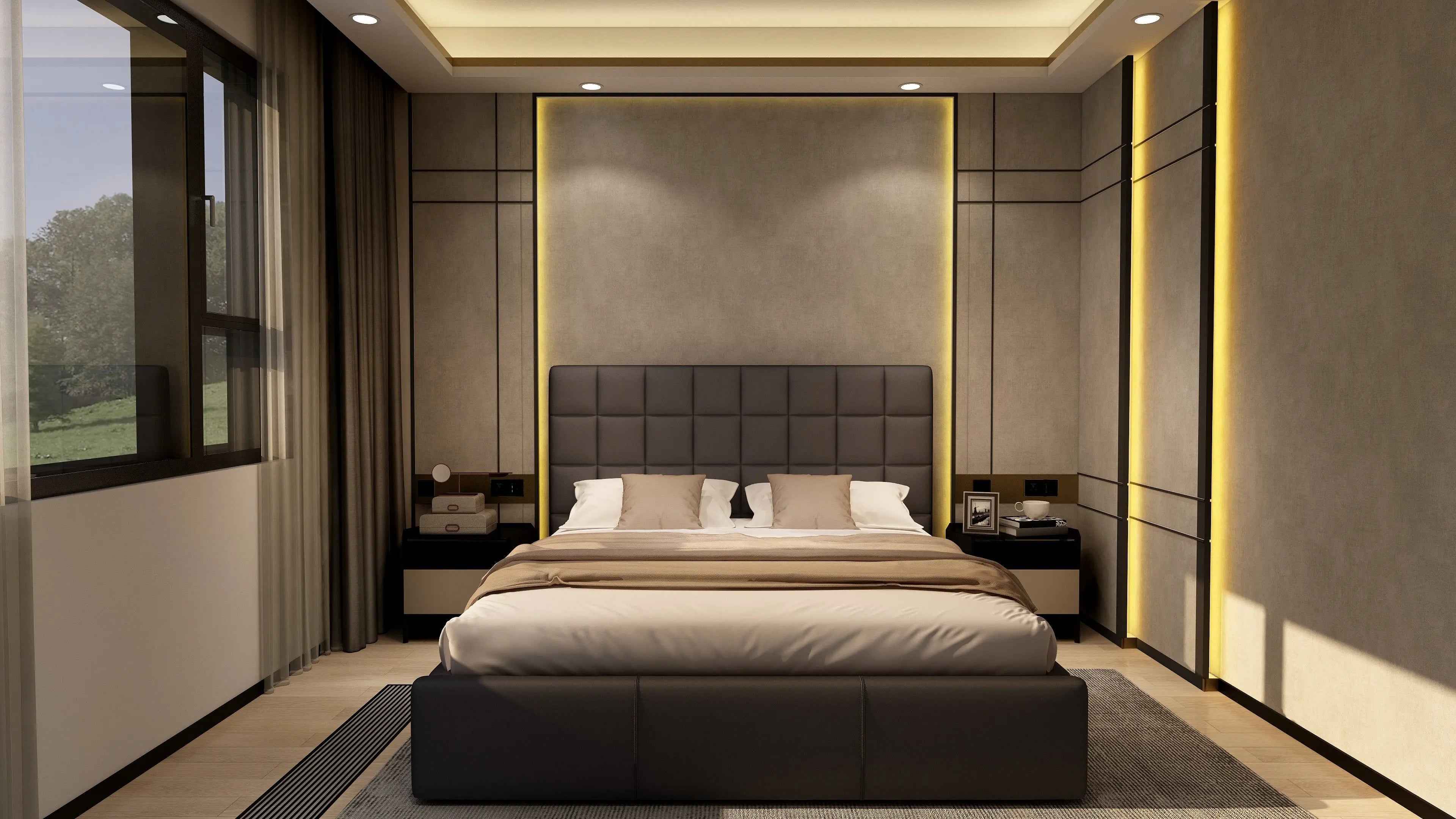 Italian Minimalist Checkered KB-VVCASA-BED-VX1-1691-1 Bed