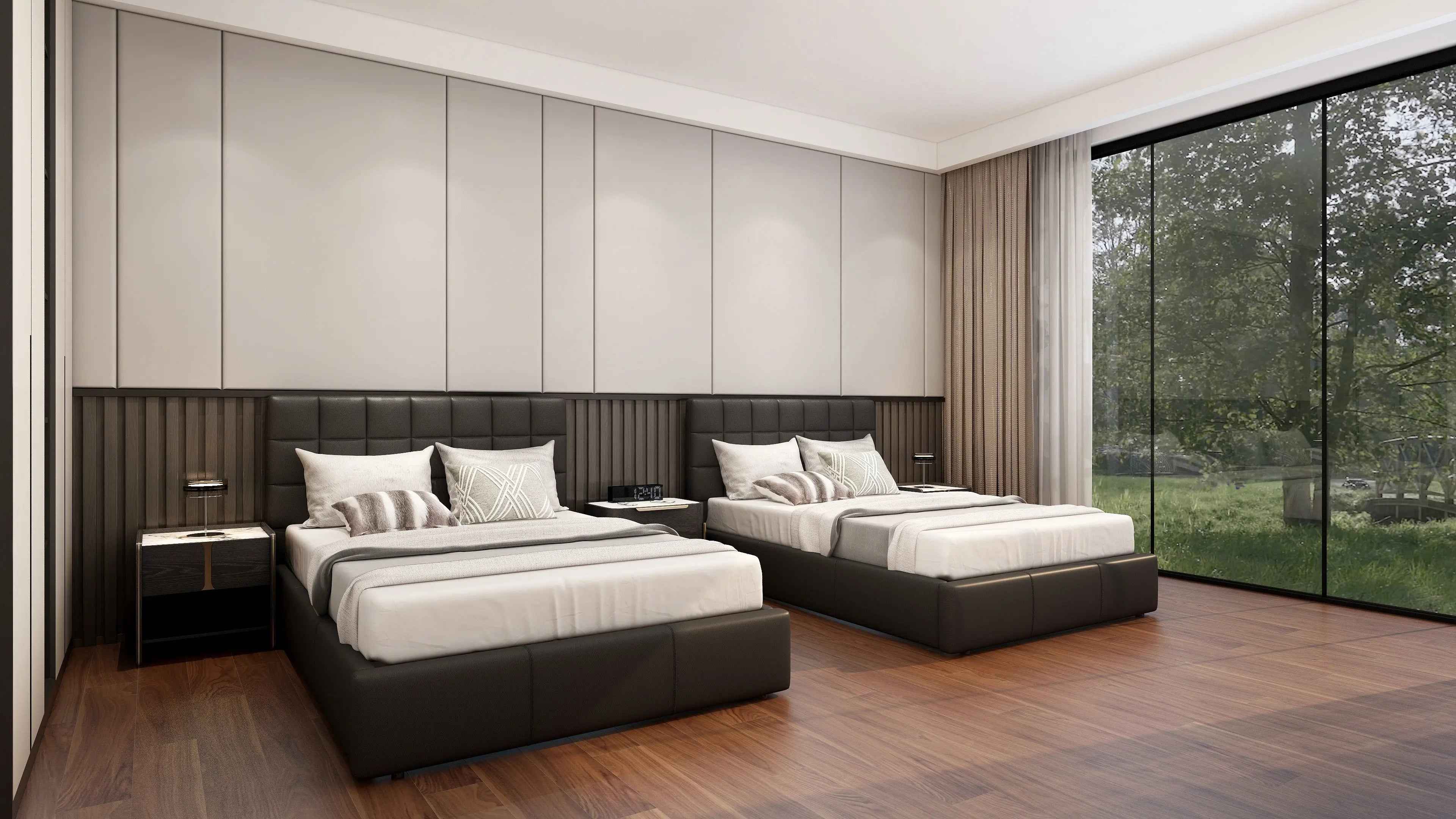 Italian Minimalist Checkered KB-VVCASA-BED-VX1-1691-1 Bed