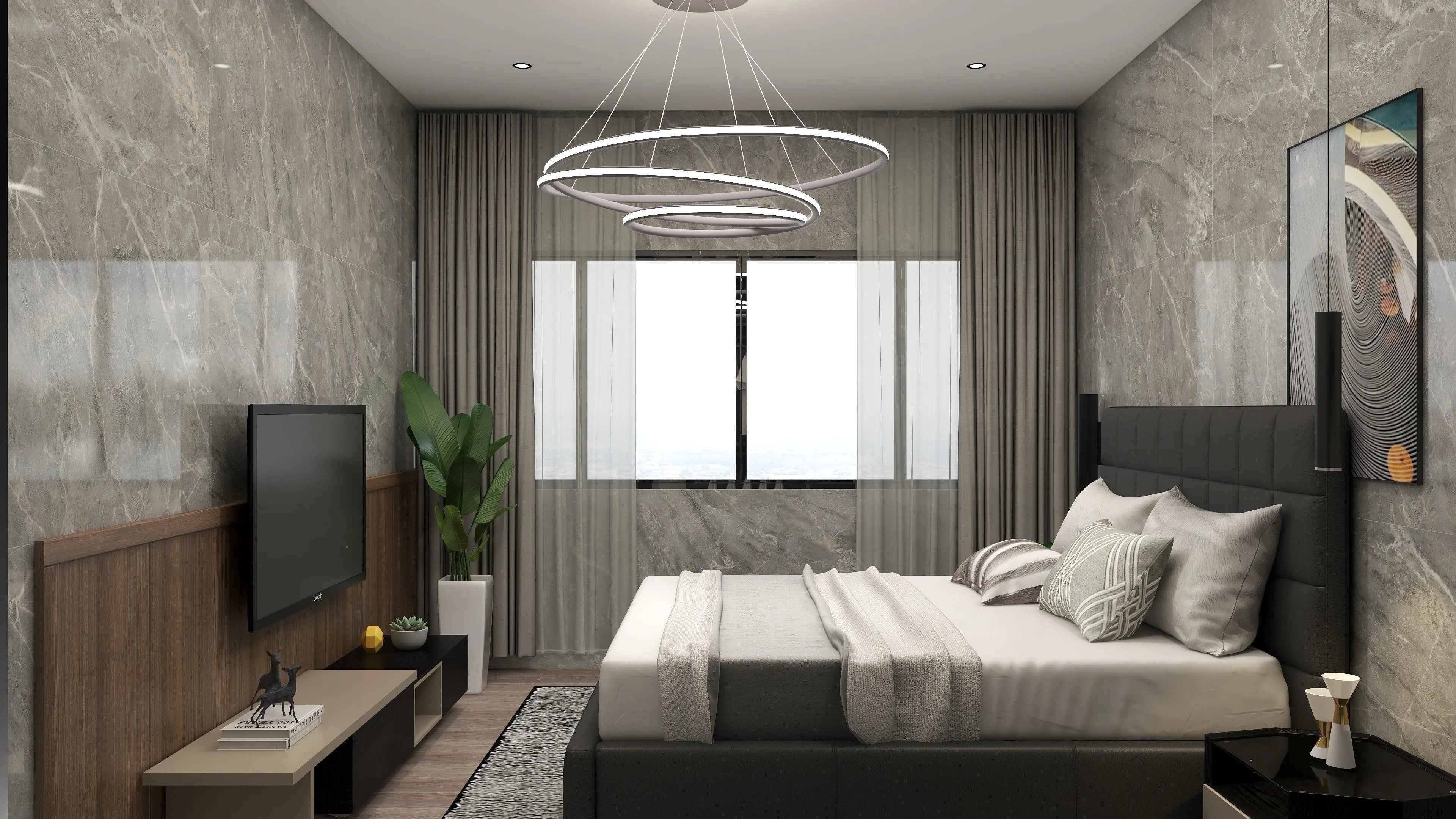 Italian Minimalist Checkered KB-VVCASA-BED-VX1-1691-1 Bed