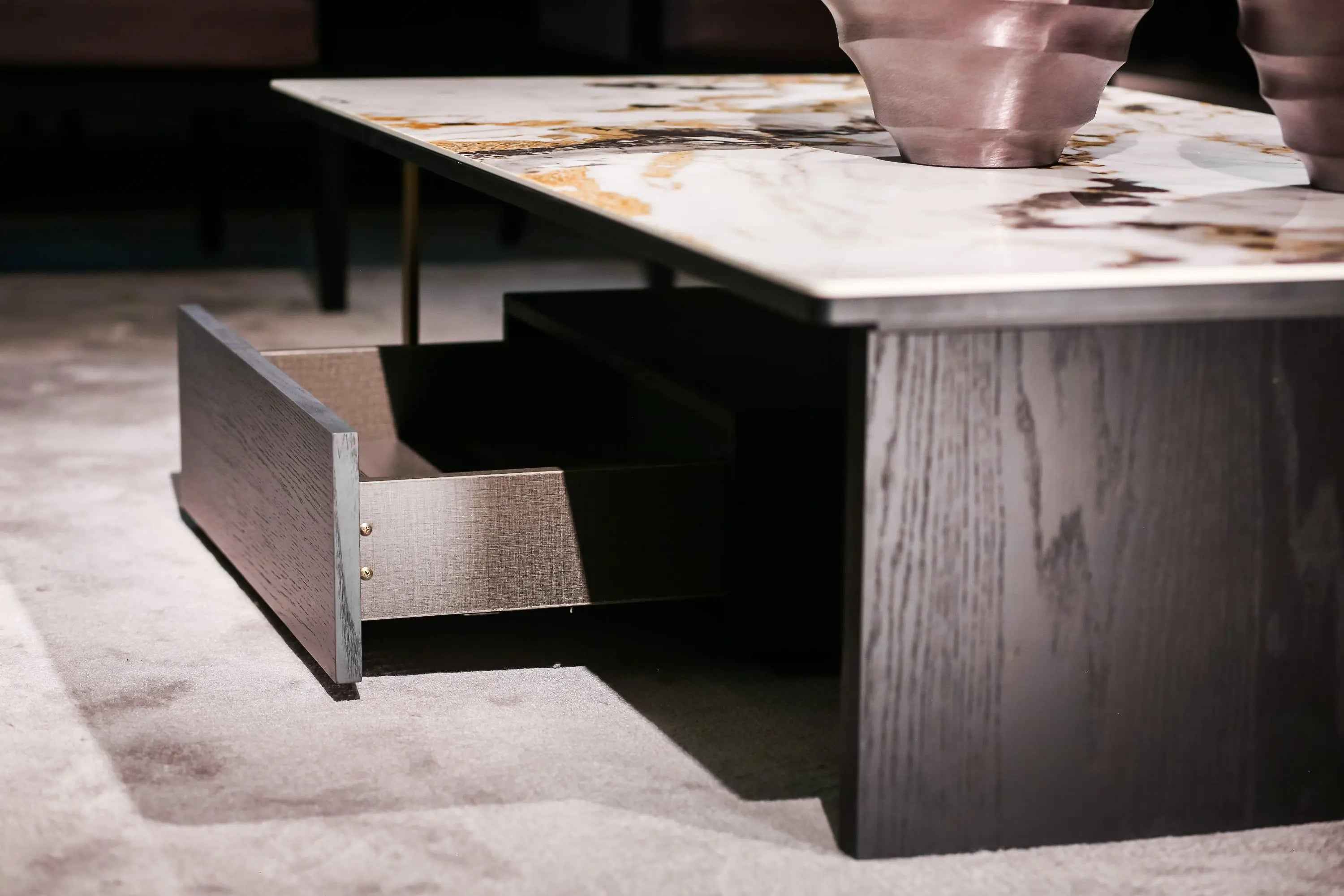 Italian Minimalist Drawer Rock Plate HC-1827-1 Coffee Table