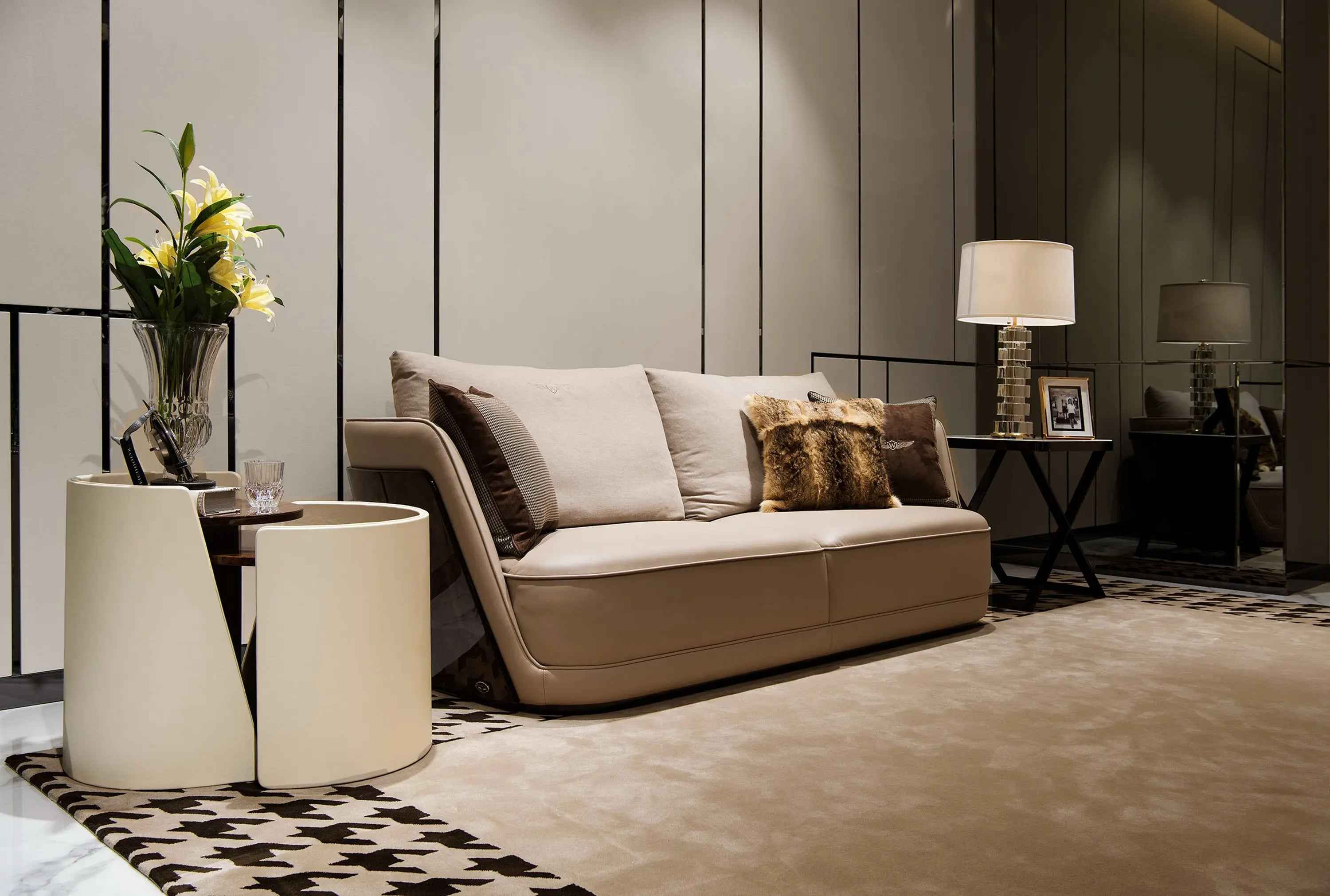 Jazz white marble black titanium steel light luxury coffee table W001H6B Bentley Coffee Table Tea table Coner table