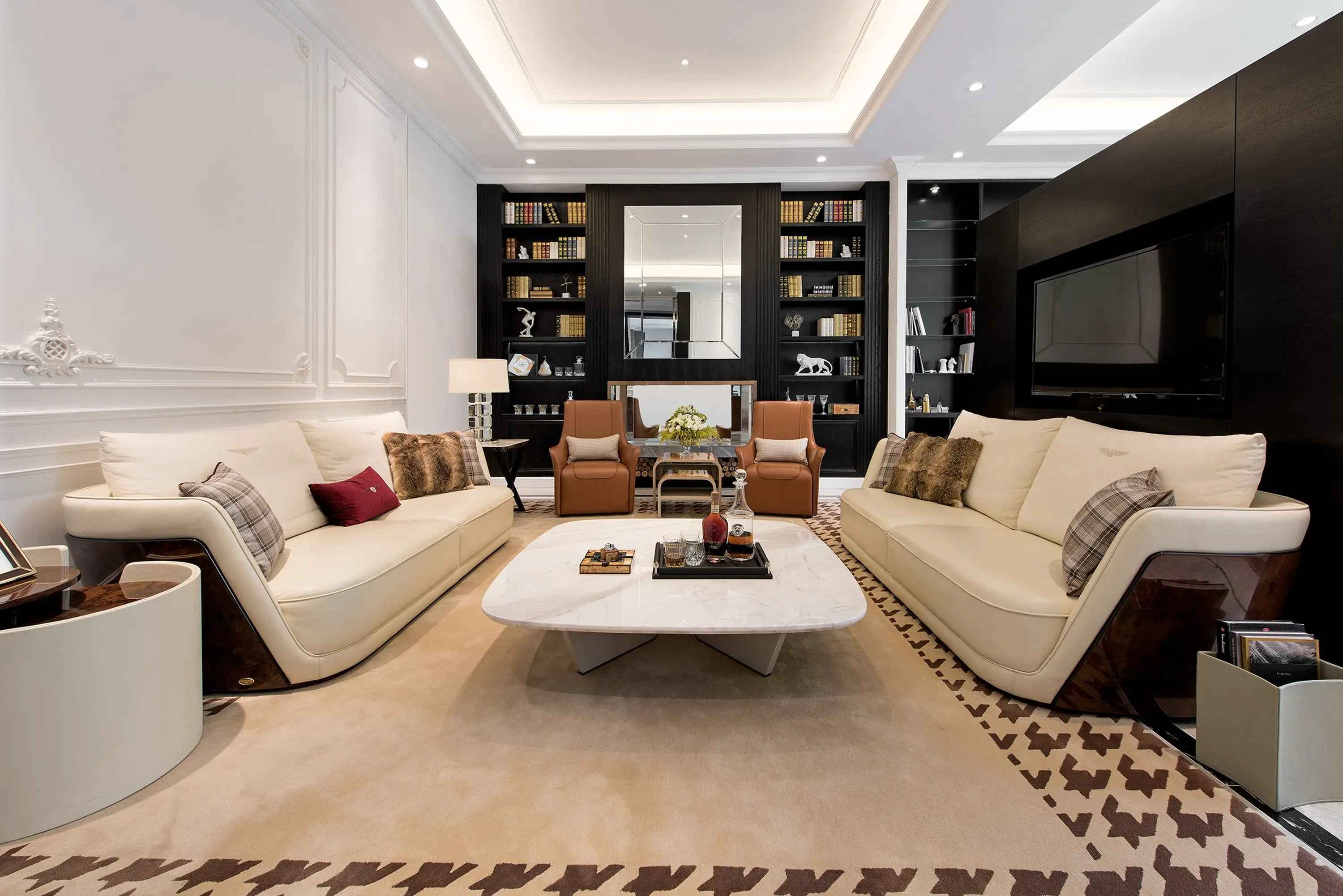 Jazz white marble black titanium steel light luxury coffee table W001H6B Bentley Coffee Table Tea table Coner table