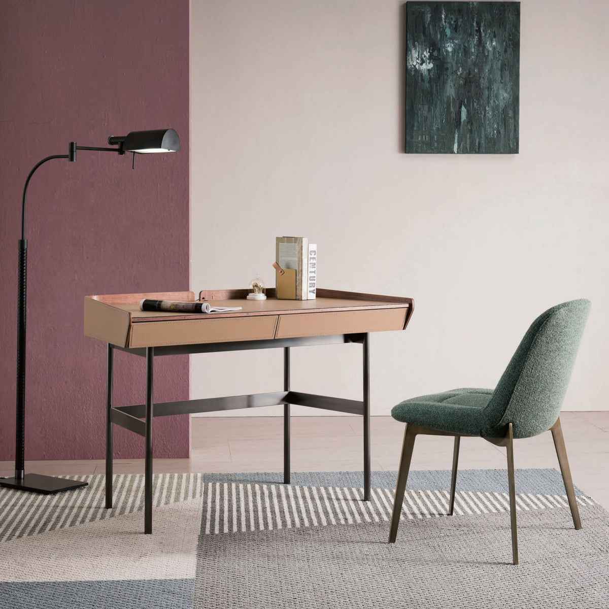 T-1013 Minimalism Bookcase desk silver walnut fingerprint