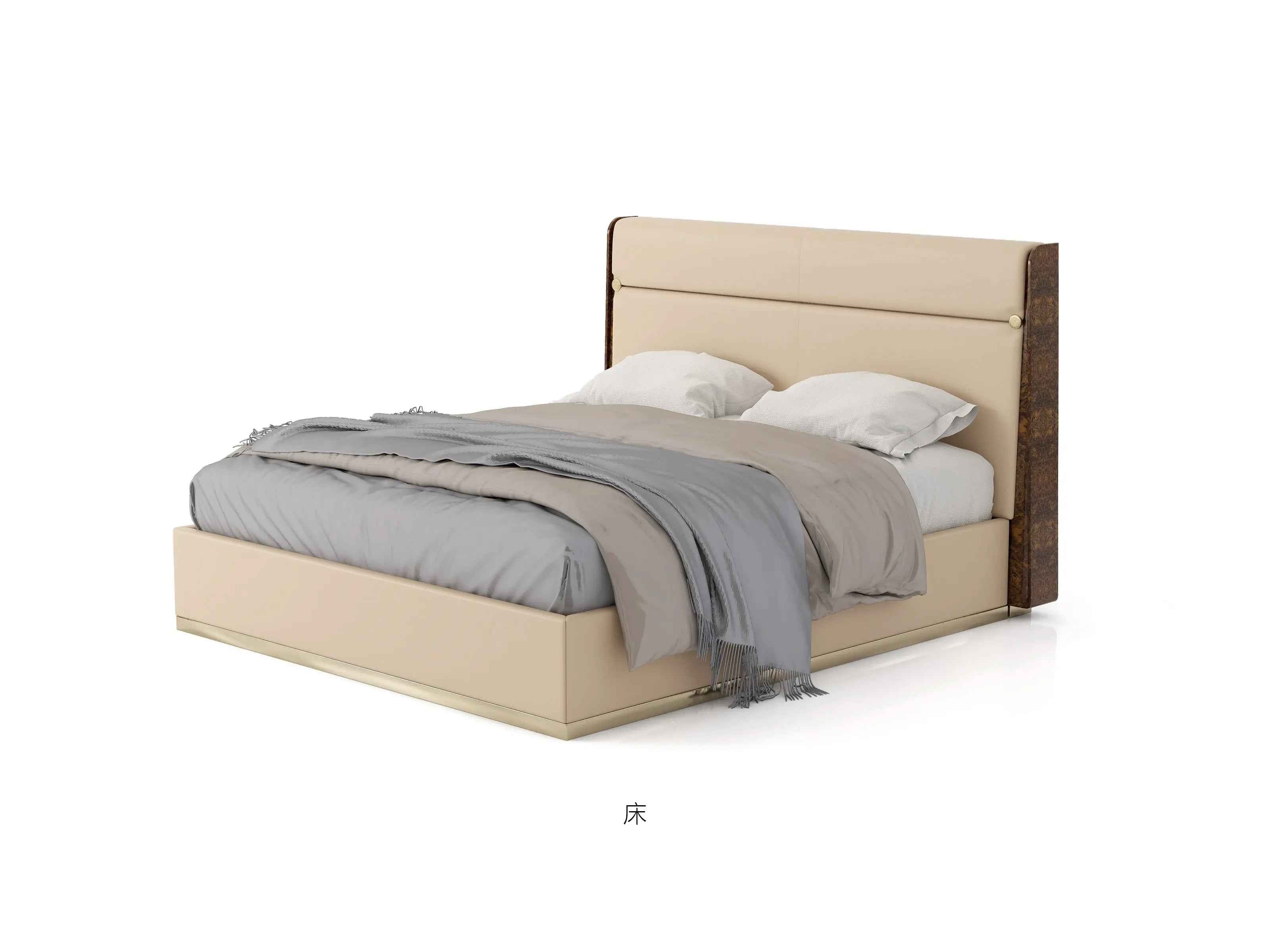 Leather Upholstery Headboard High End King Size Bed W012B10 Turri style Madison Bed,Bedroom queen bed, comfortable and soft