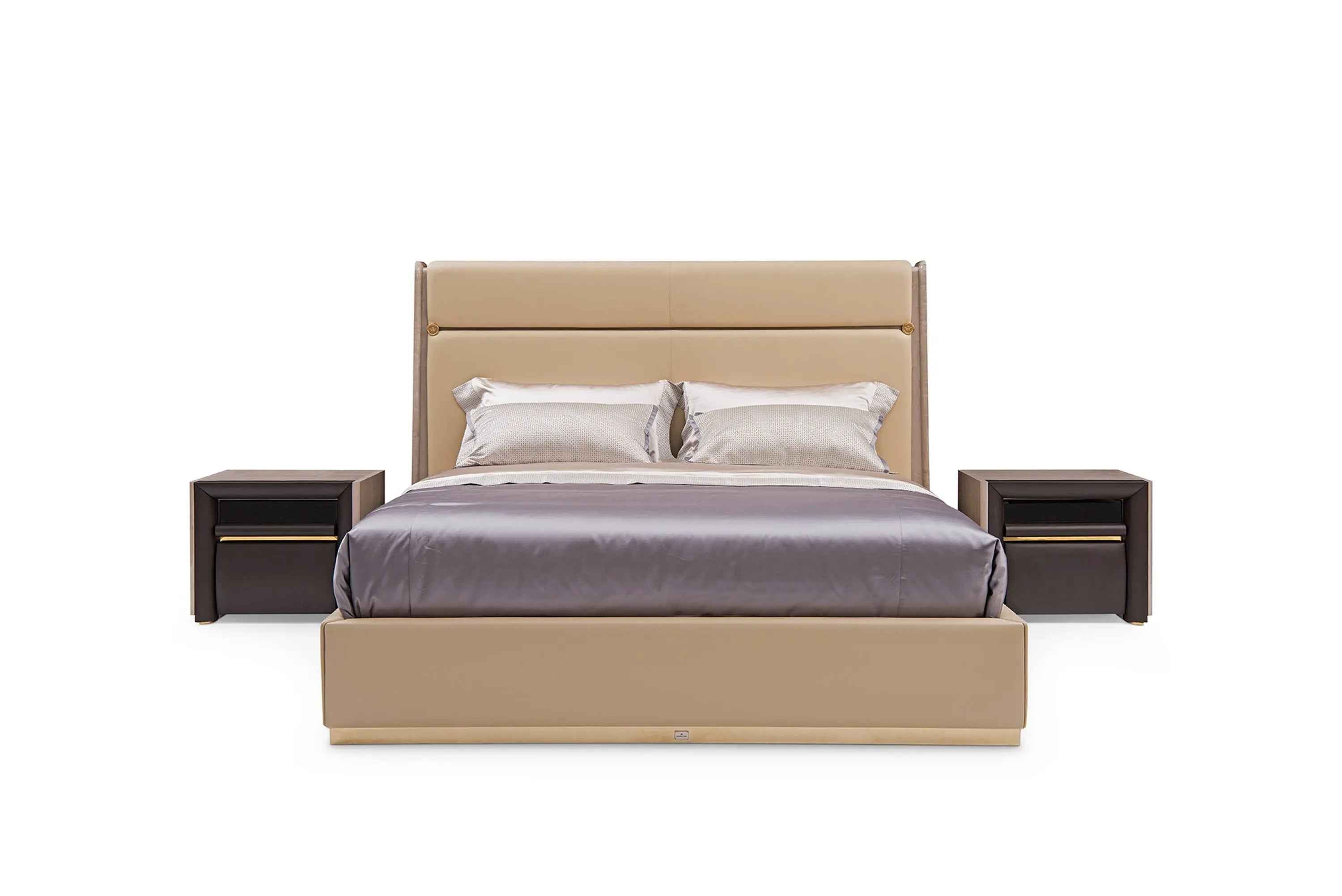 Leather Upholstery Headboard High End King Size Bed W012B10 Turri style Madison Bed,Bedroom queen bed, comfortable and soft