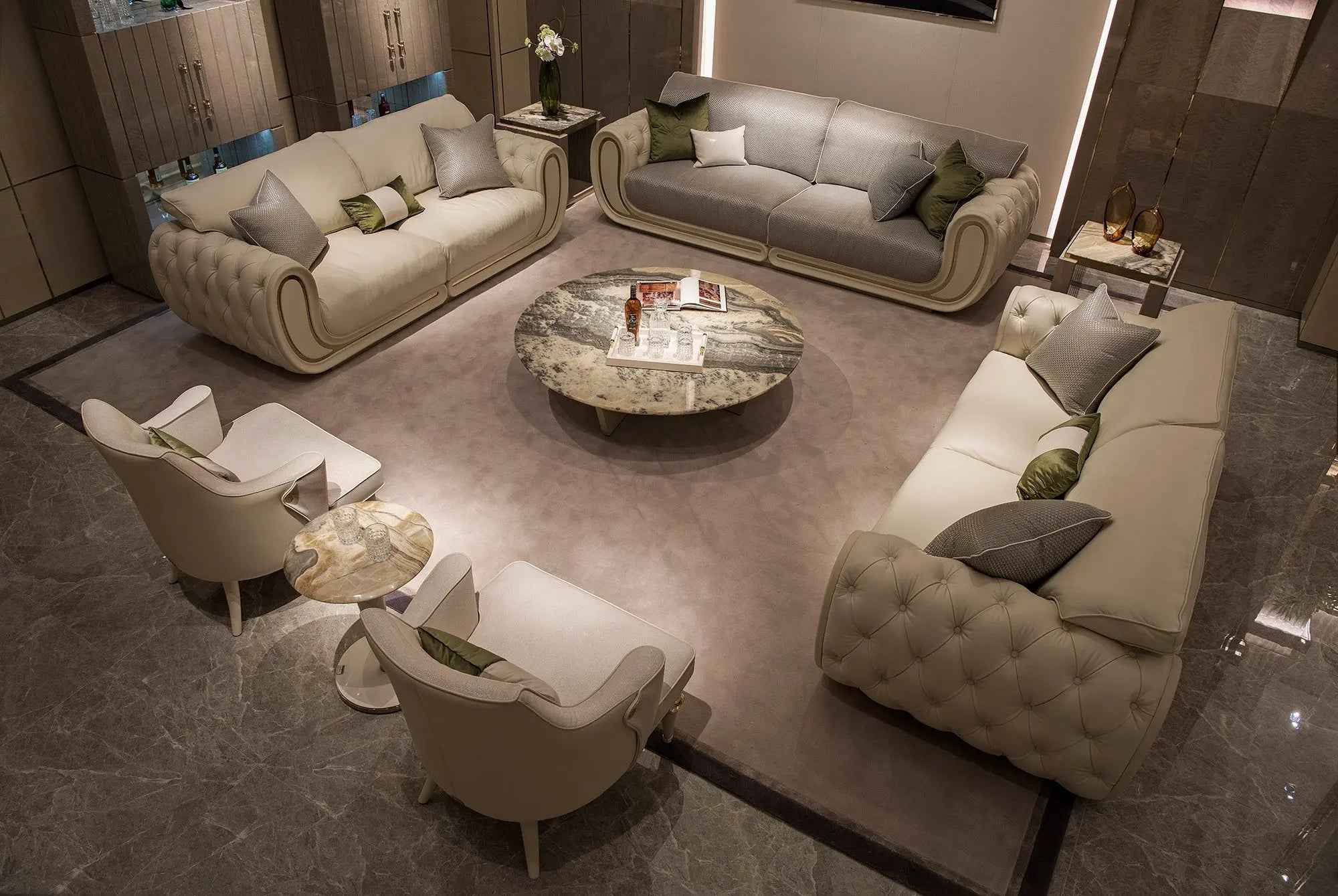 Modern Bentley-Style Leather Sofa Set W012SF3 – Luxury for Living Room & Office