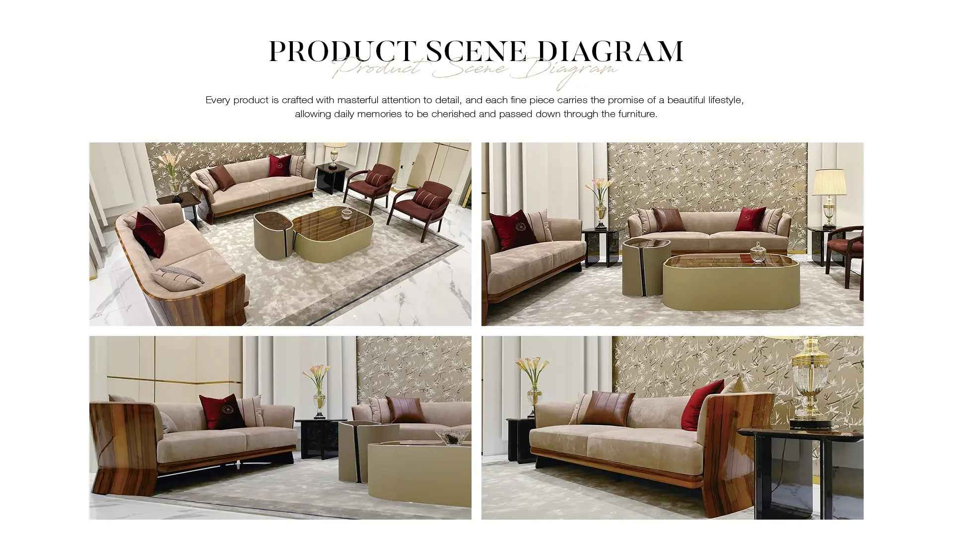 Light Luxury style Smoked maple and Burr Walnut upholstered sofa Living Room Hotel set sofa W016SF1B Bentley NEWENT Sofa