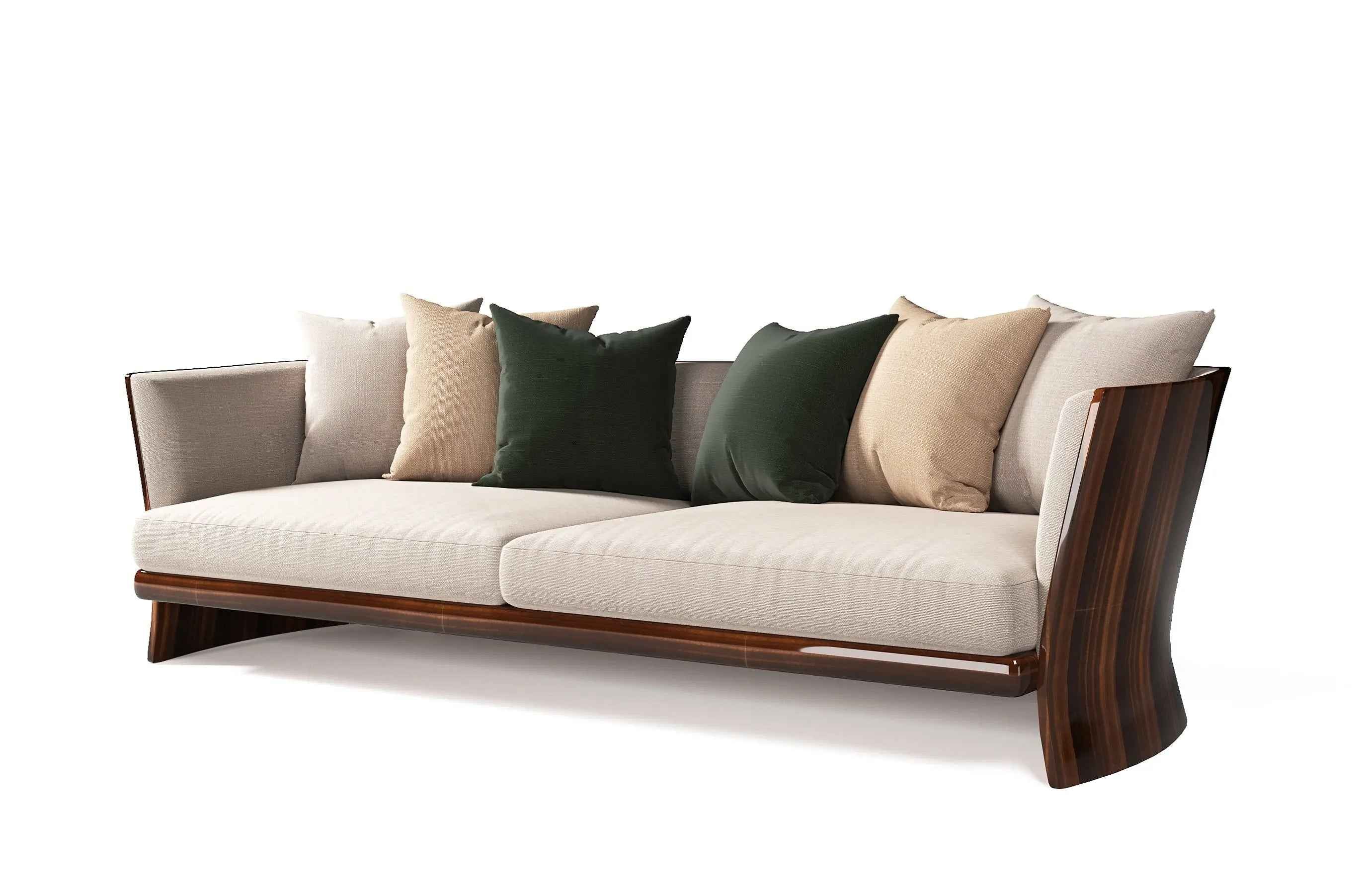 Light Luxury style Smoked maple and Burr Walnut upholstered sofa Living Room Hotel set sofa W016SF1B Bentley NEWENT Sofa