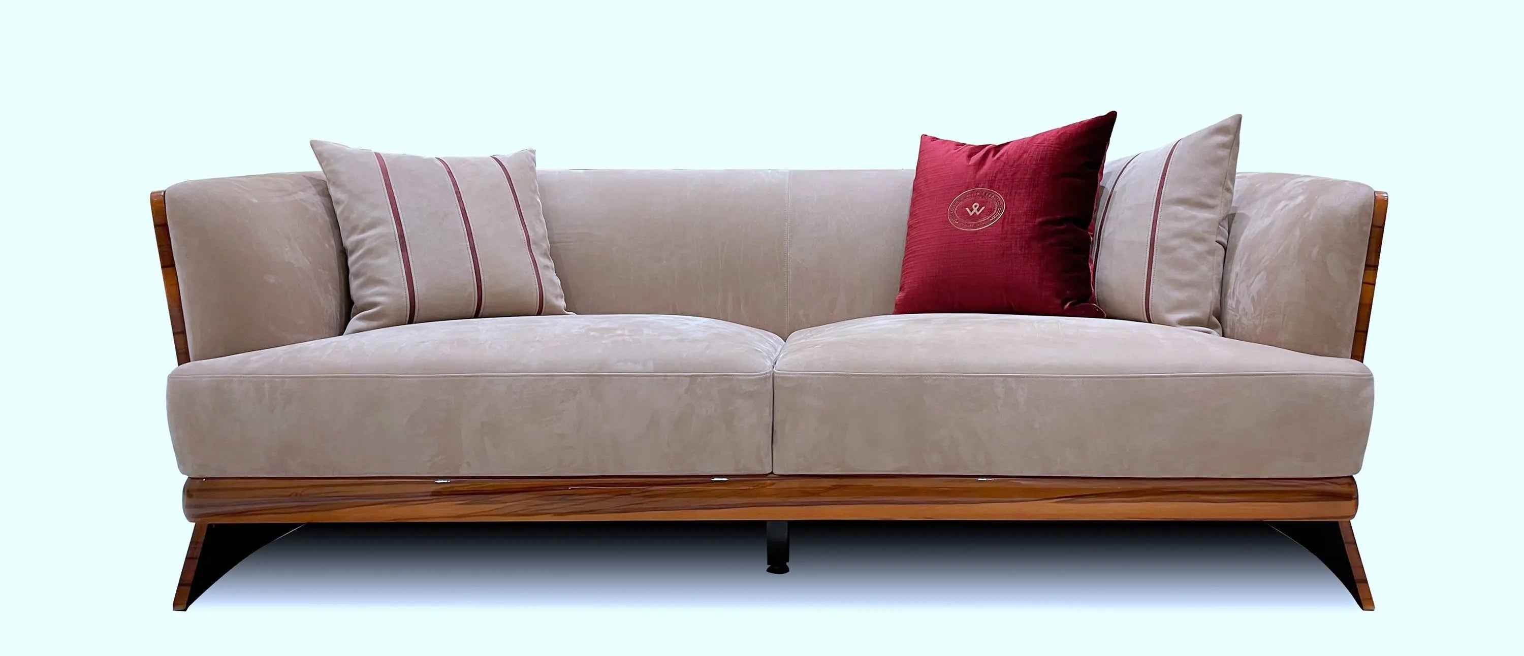 Light Luxury style Smoked maple and Burr Walnut upholstered sofa Living Room Hotel set sofa W016SF1B Bentley NEWENT Sofa