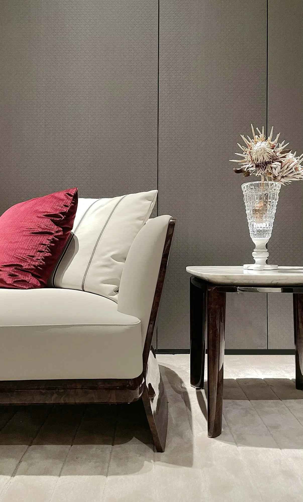 Light Luxury style Smoked maple and Burr Walnut upholstered sofa Living Room Hotel set sofa W016SF1B Bentley NEWENT Sofa