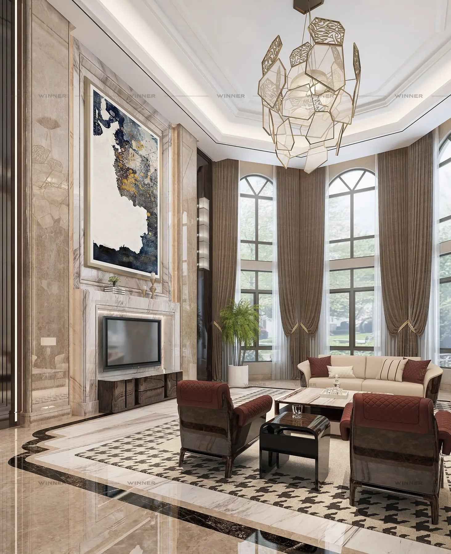 Light luxury classic coffee table combination W001H6C-1 Bentley style Lewes Tea table