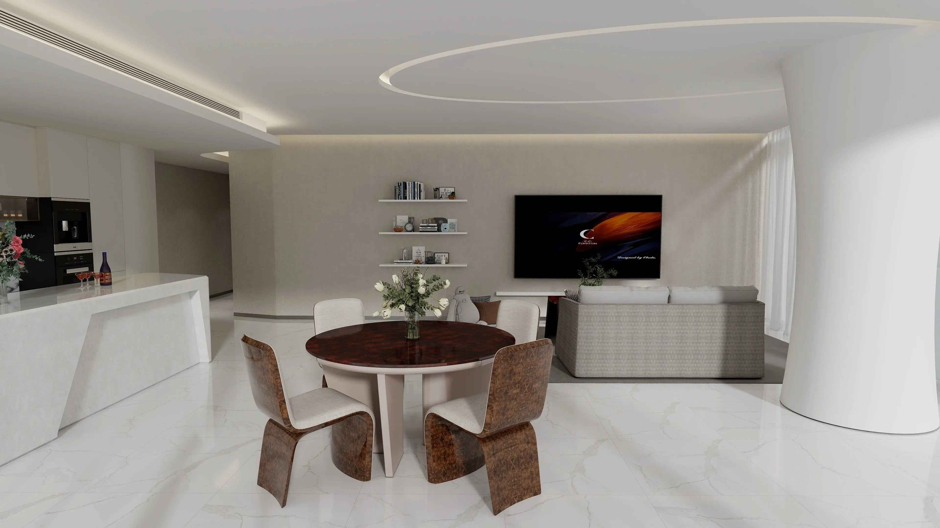 Luxury style modern minimalist marble round dining table W001D1B Bentley style Madeley Table,Dining Table