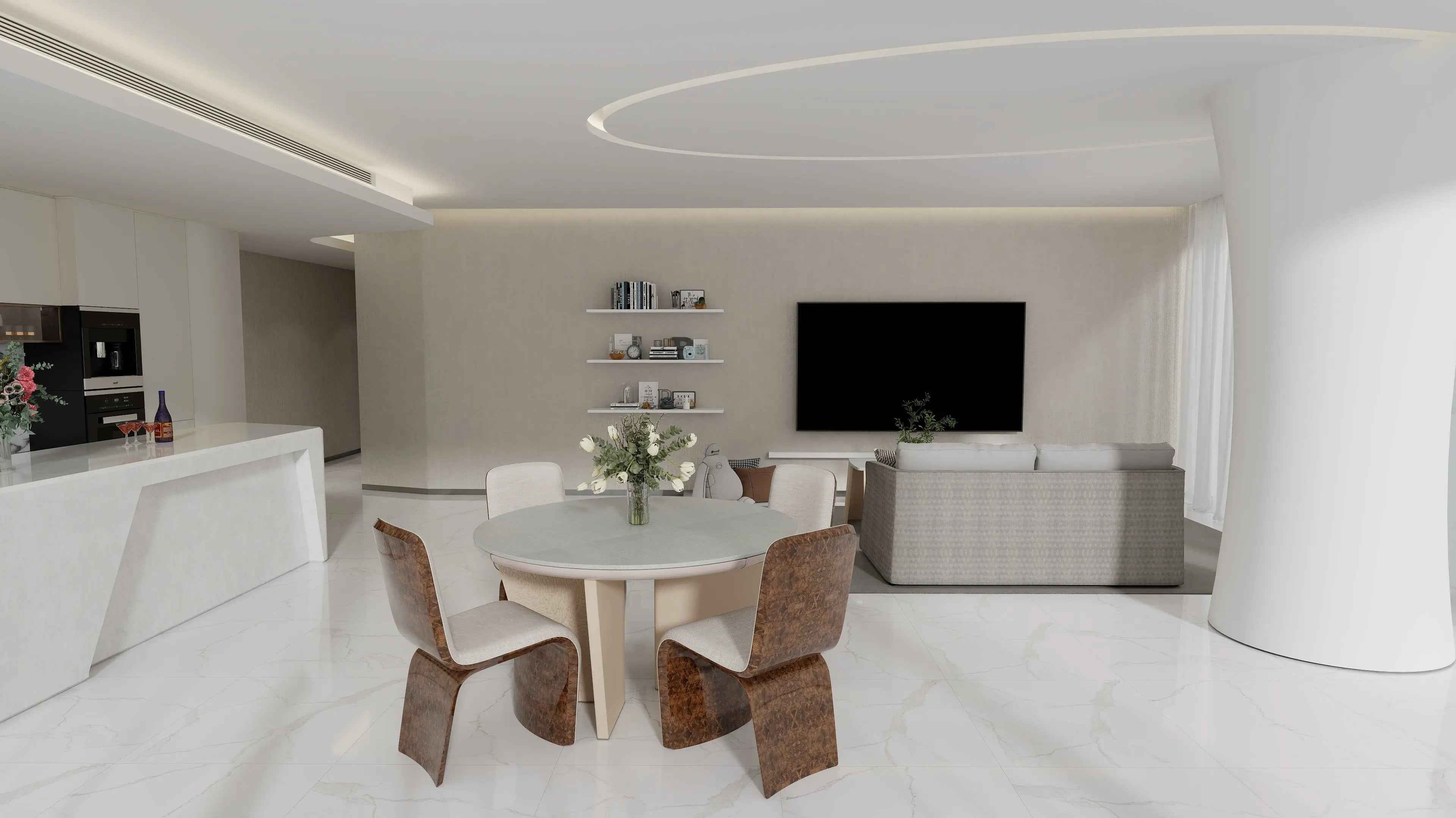 Luxury style modern minimalist marble round dining table W001D1B Bentley style Madeley Table,Dining Table