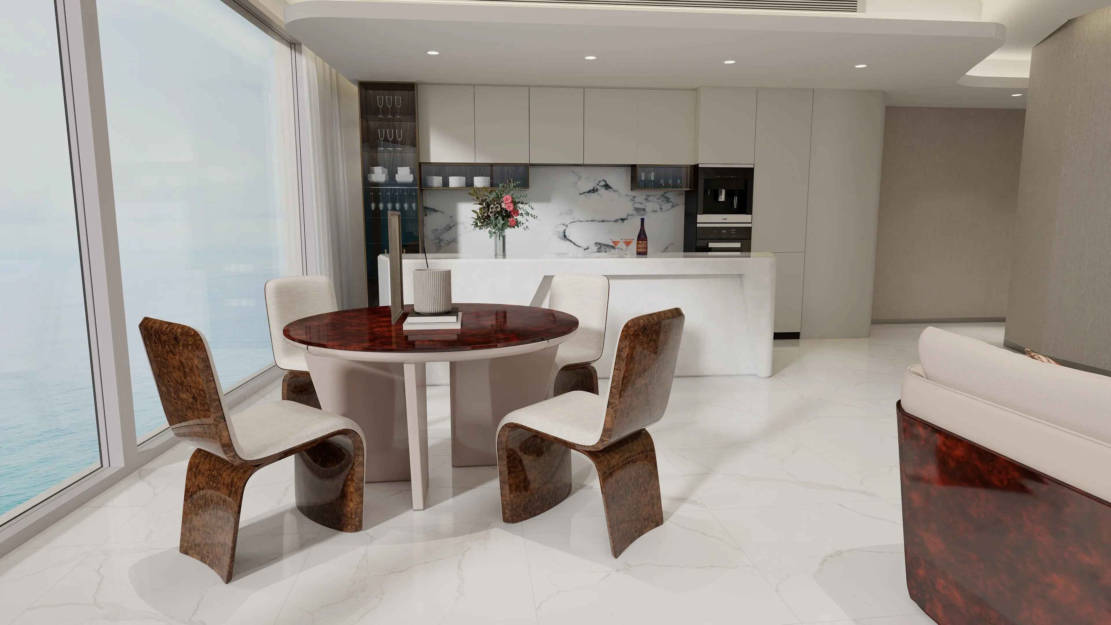 Luxury style modern minimalist marble round dining table W001D1B Bentley style Madeley Table,Dining Table