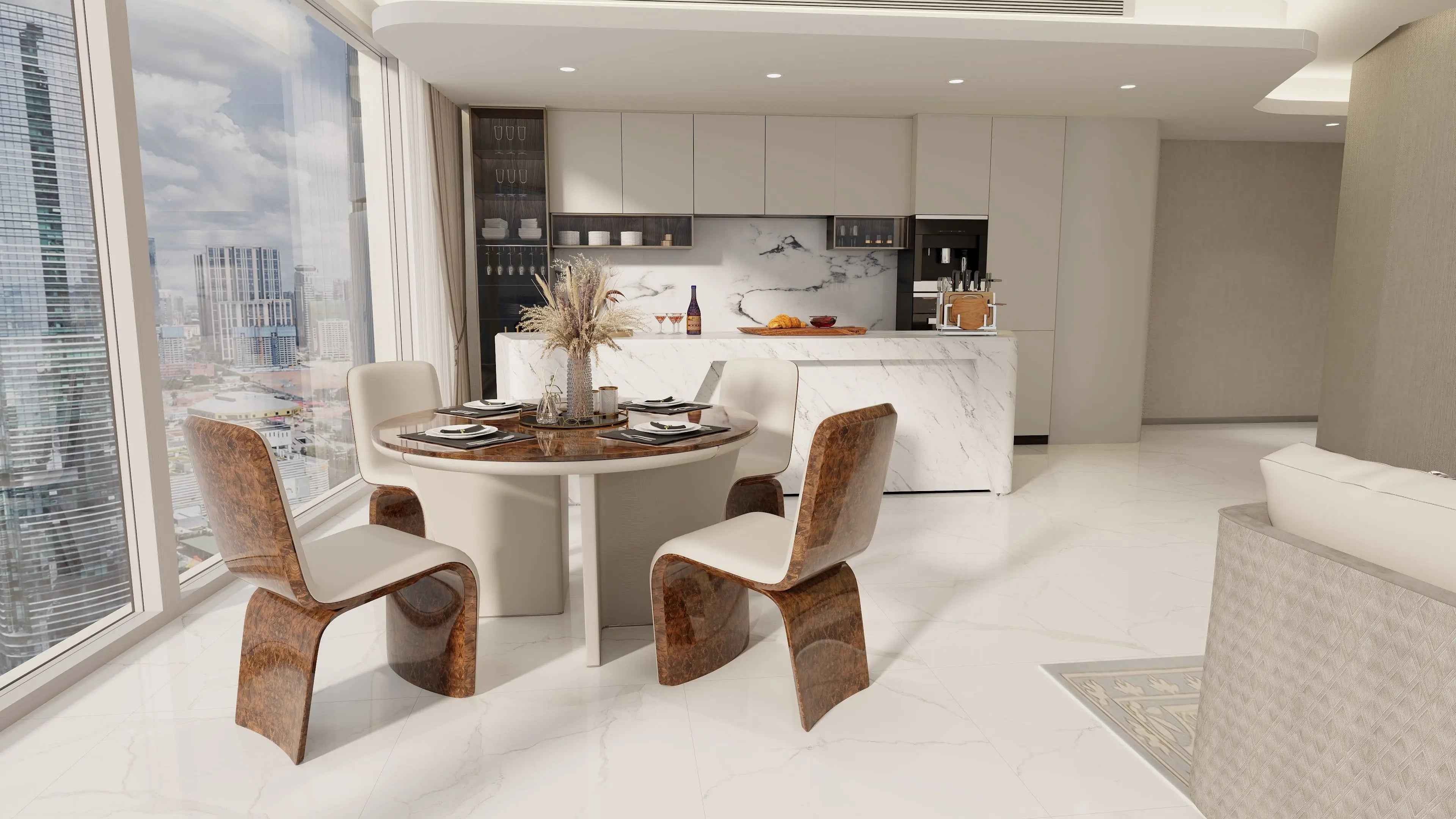 Luxury style modern minimalist marble round dining table W001D1B Bentley style Madeley Table,Dining Table