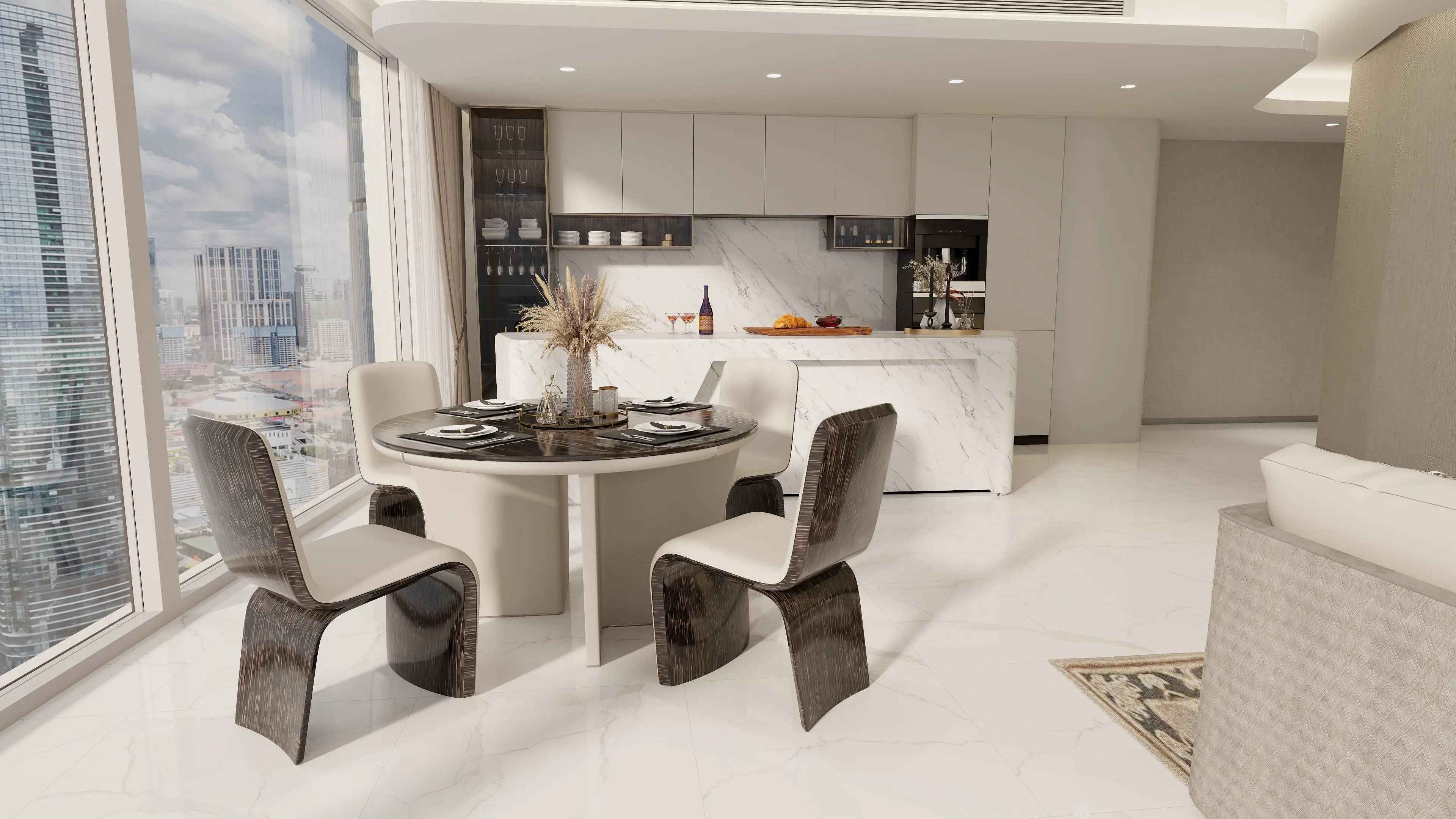 Luxury style modern minimalist marble round dining table W001D1B Bentley style Madeley Table,Dining Table