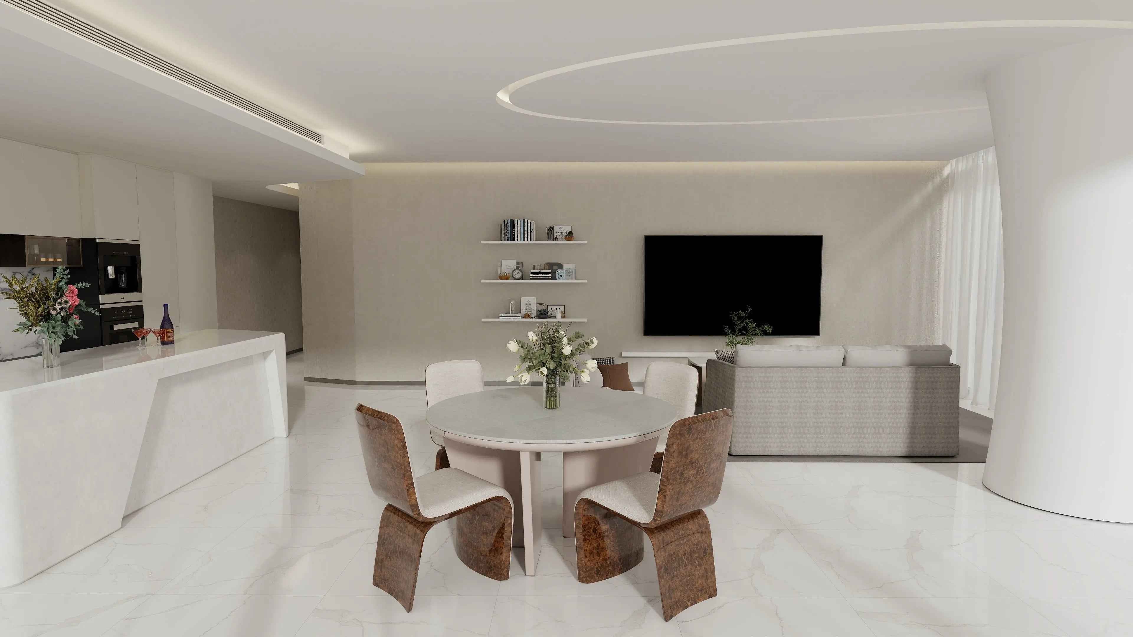 Luxury style modern minimalist marble round dining table W001D1B Bentley style Madeley Table,Dining Table