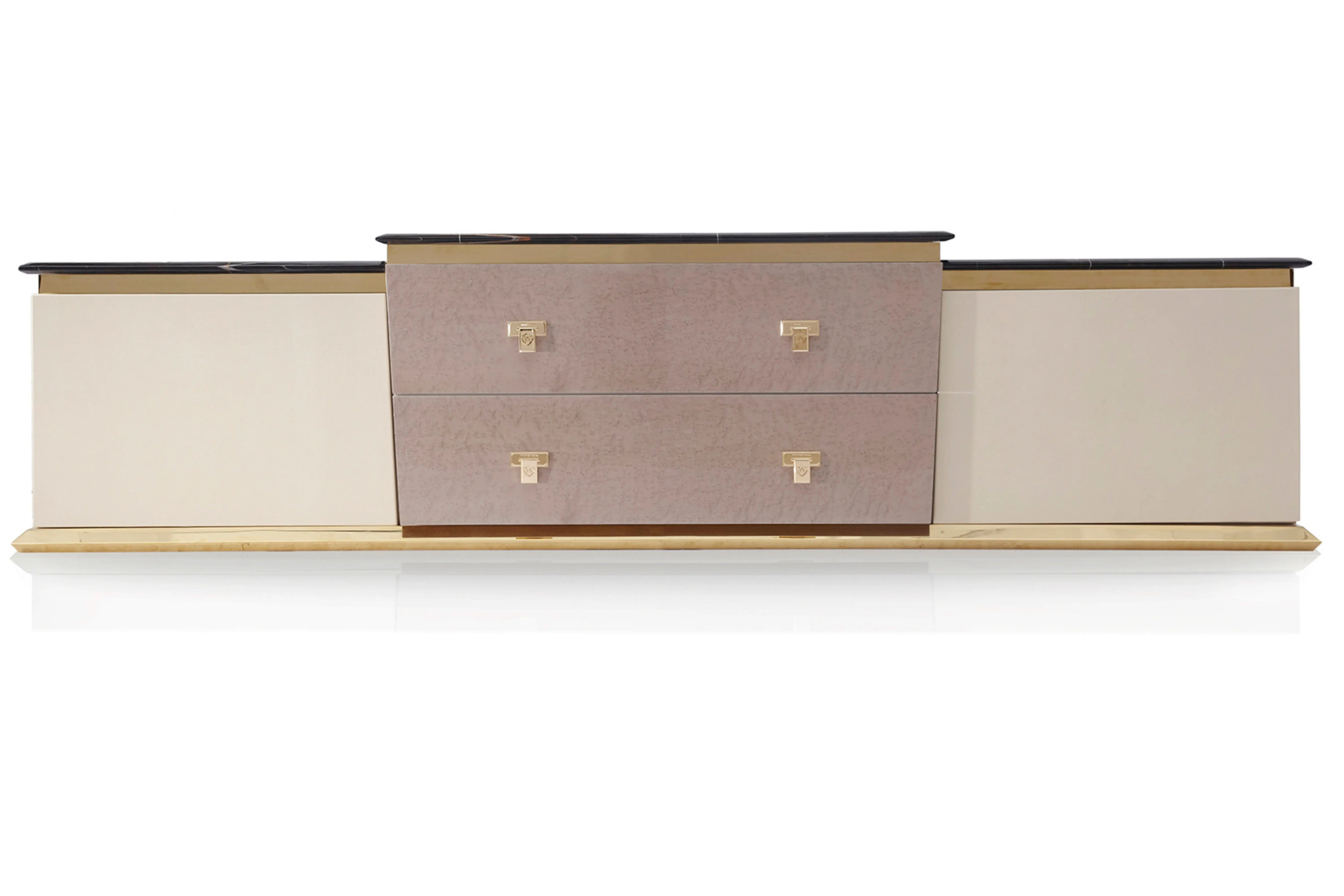 Marble Countertop TV Stand - Luxury Entertainment Center Turri style Vogue W002H12 TV Cabinet W