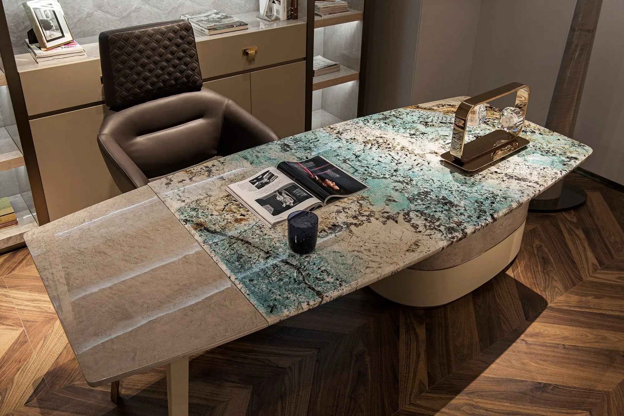 Marble Top High Gloss Home Office Table W012S28 Visionnaire Boss Table