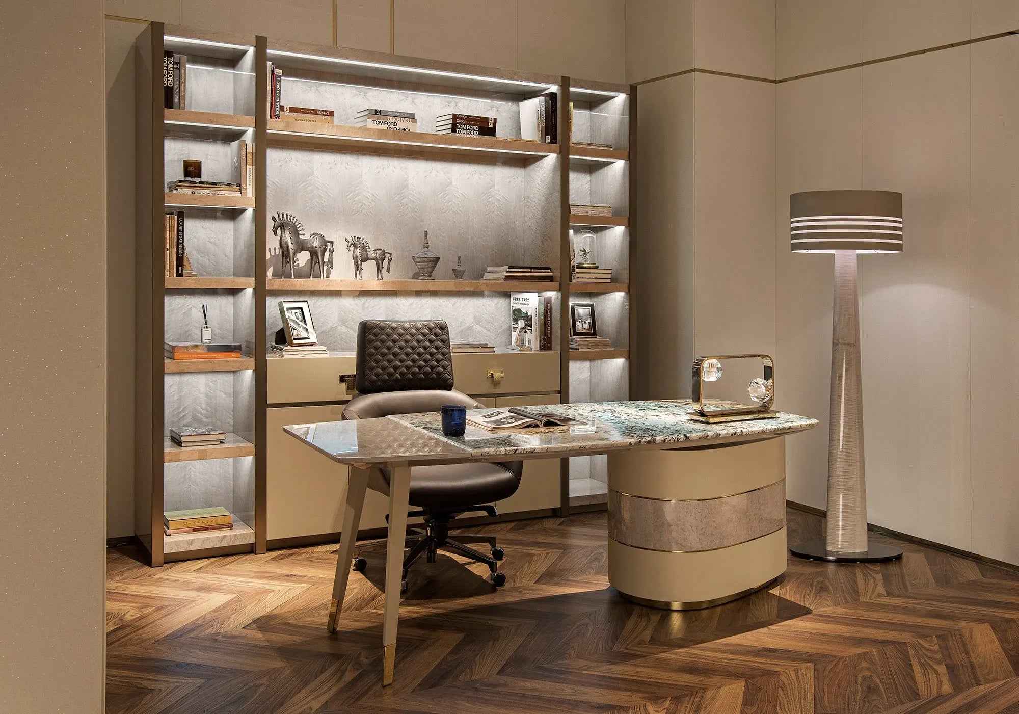 Marble Top High Gloss Home Office Table W012S28 Visionnaire Boss Table