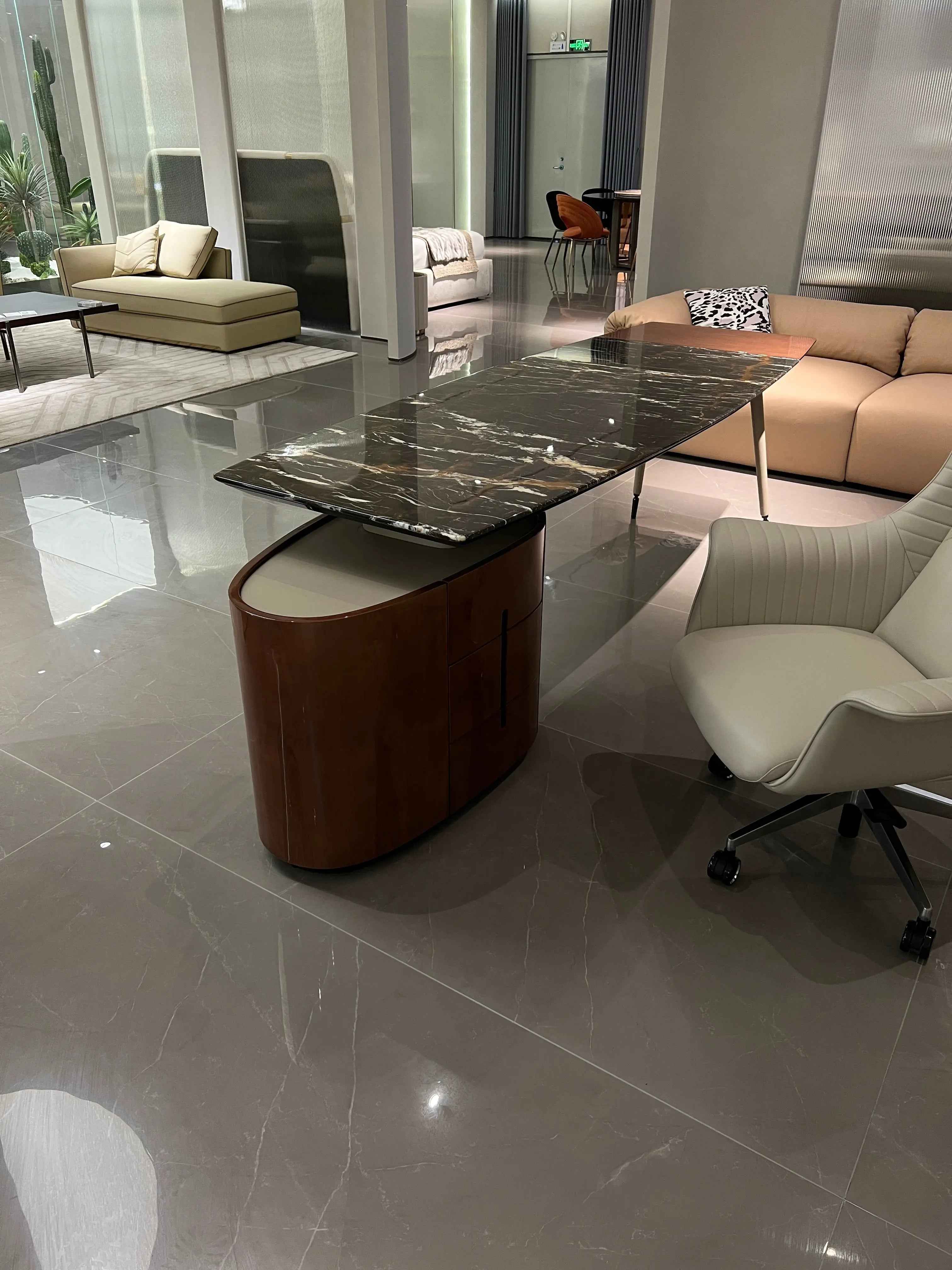 Marble Top High Gloss Home Office Table W012S28 Visionnaire Boss Table