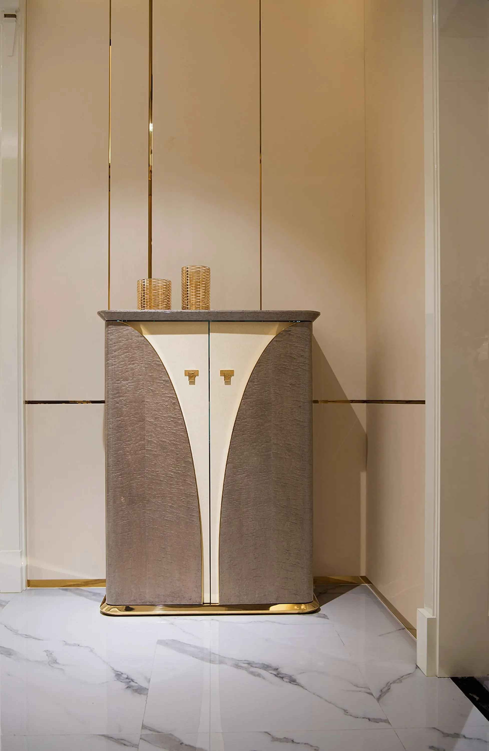 Metal Decoration High Gloss Veneer 2 Doors Cabinet W002D41 Turri style Vogue wine cabinet,Multifunctional Cabinet