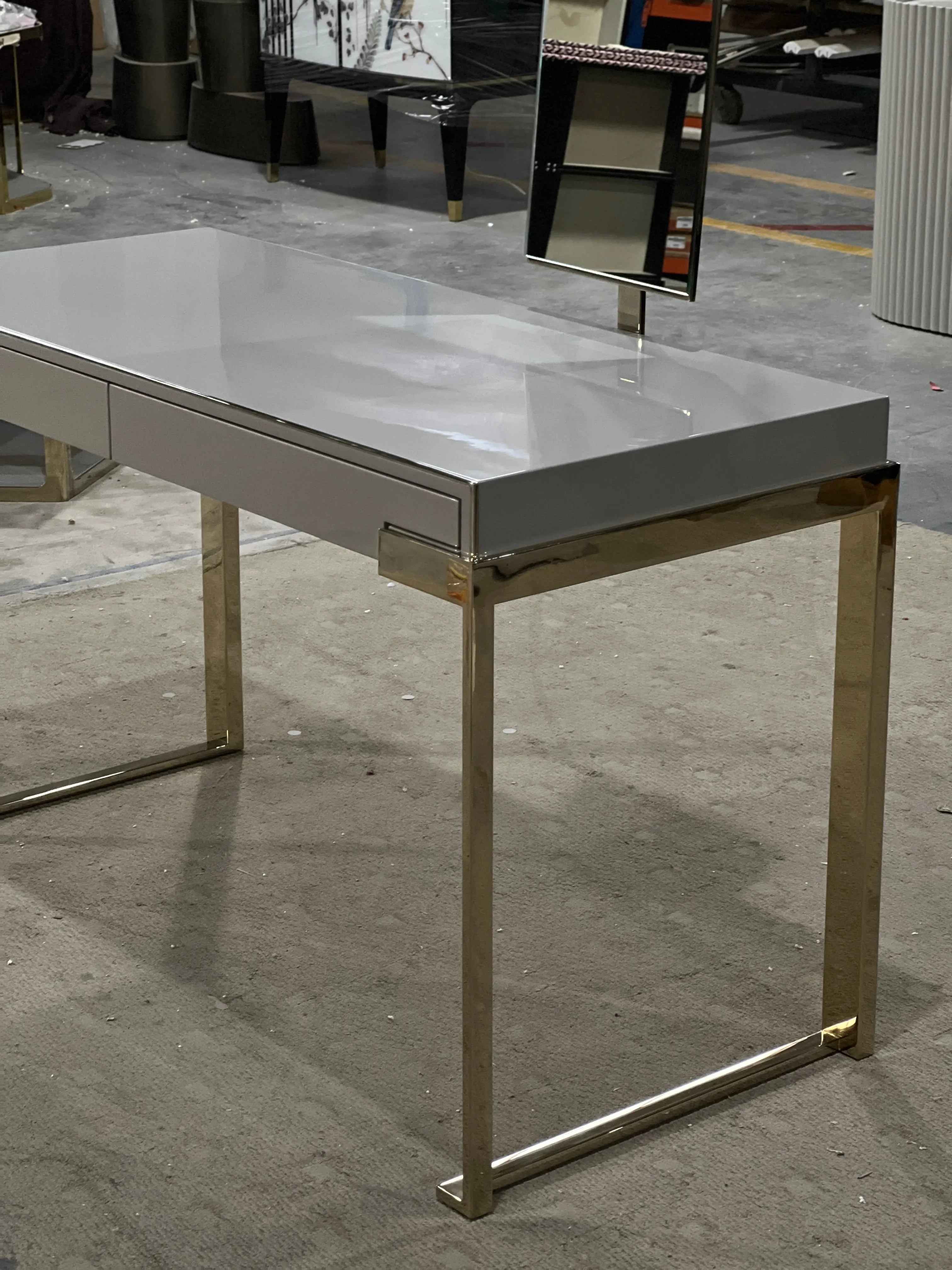 Metal Frame Elegant Design Dressing Table With Mirror W009B13B Fendi style Aura Lady Desk Dressing Table