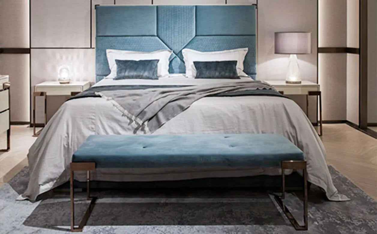 Metal Frame Velvet Upholstery Bedroom Ottoman W009B18B Fendi style Aura bedside stool,bench