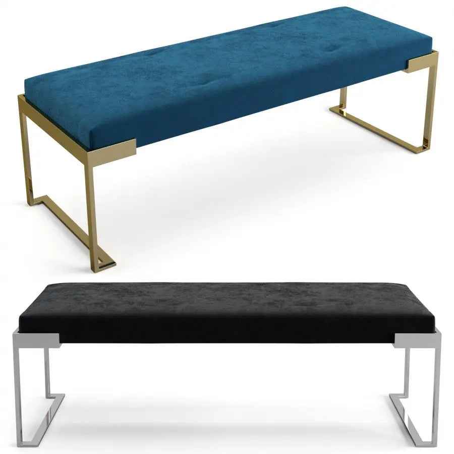 Metal Frame Velvet Upholstery Bedroom Ottoman W009B18B Fendi style Aura bedside stool,bench