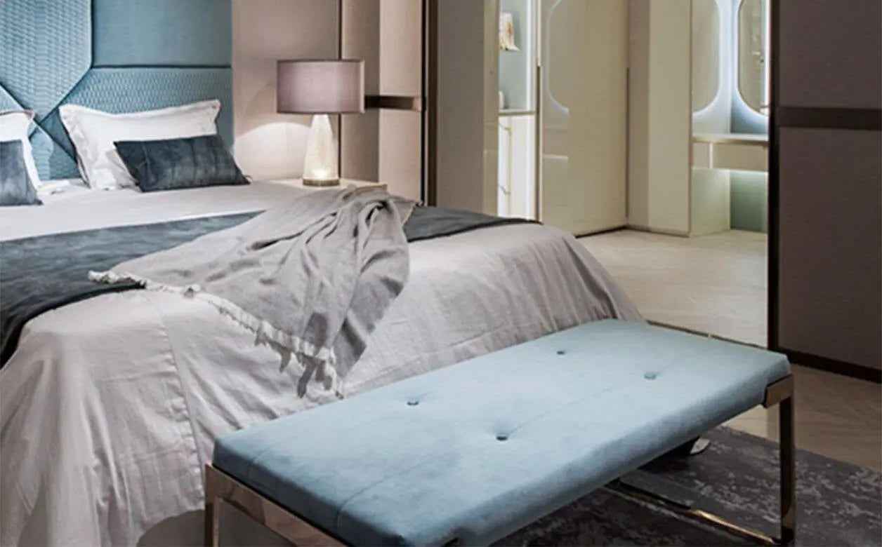 Metal Frame Velvet Upholstery Bedroom Ottoman W009B18B Fendi style Aura bedside stool,bench