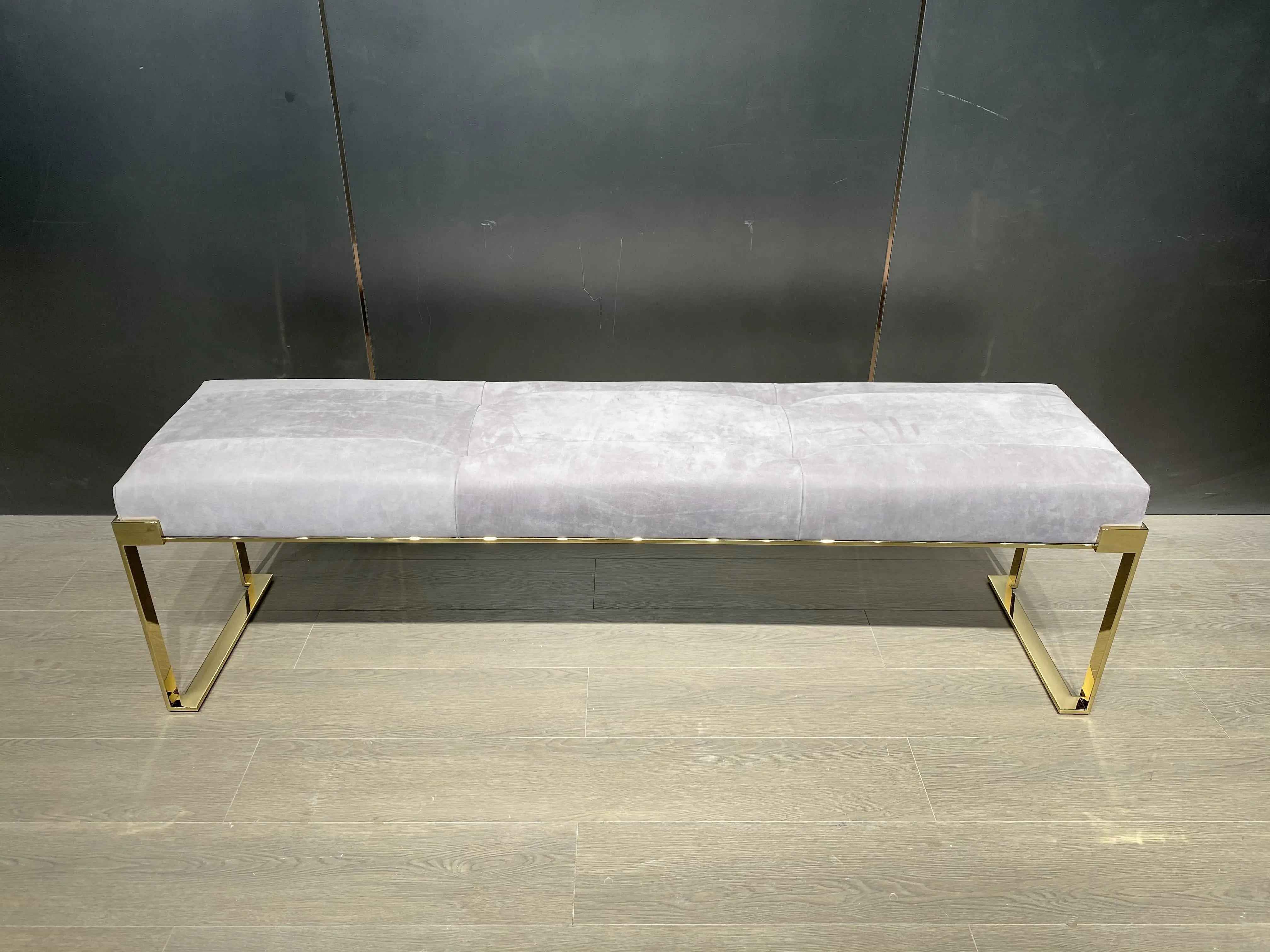 Metal Frame Velvet Upholstery Bedroom Ottoman W009B18B Fendi style Aura bedside stool,bench