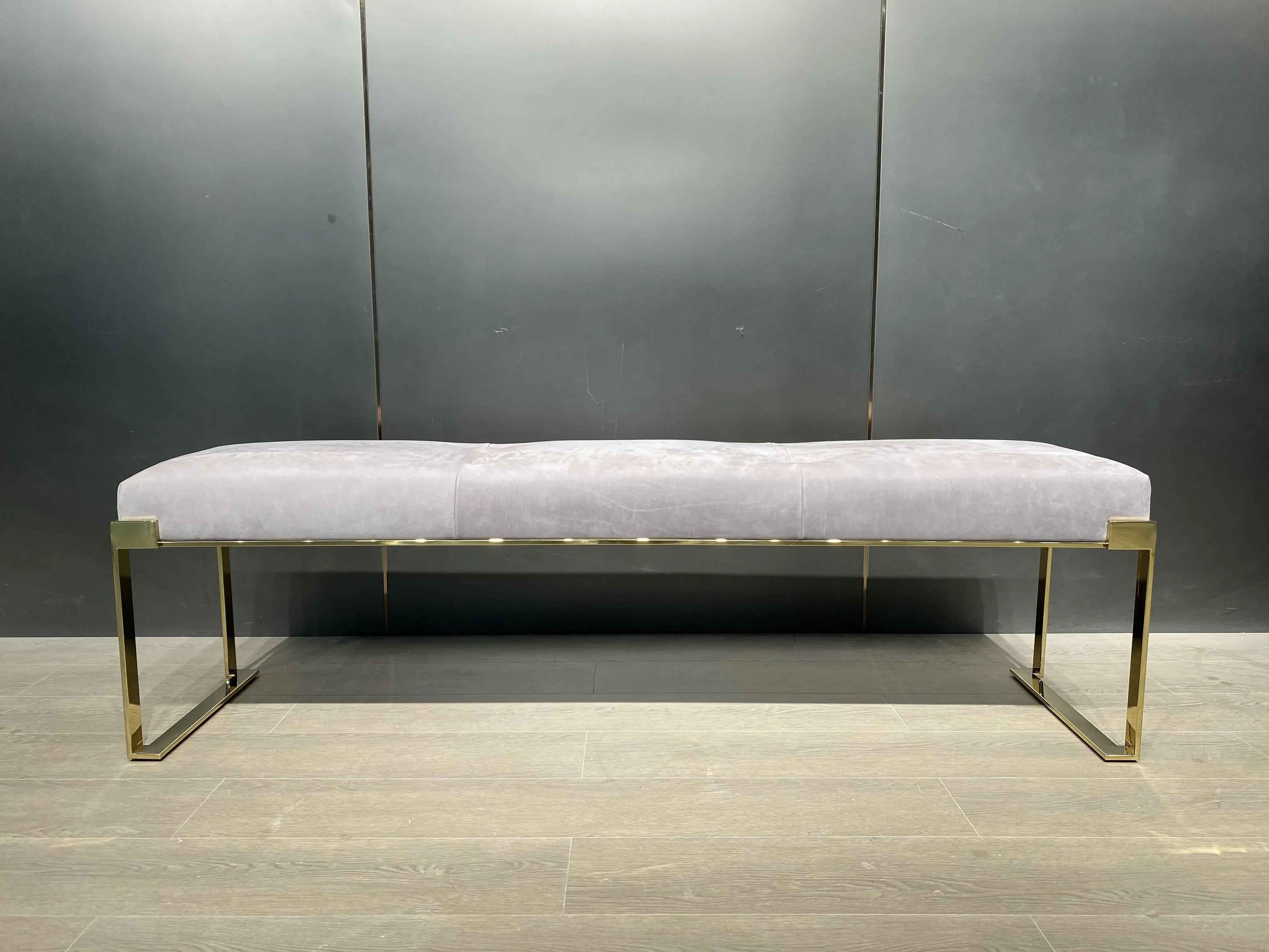 Metal Frame Velvet Upholstery Bedroom Ottoman W009B18B Fendi style Aura bedside stool,bench