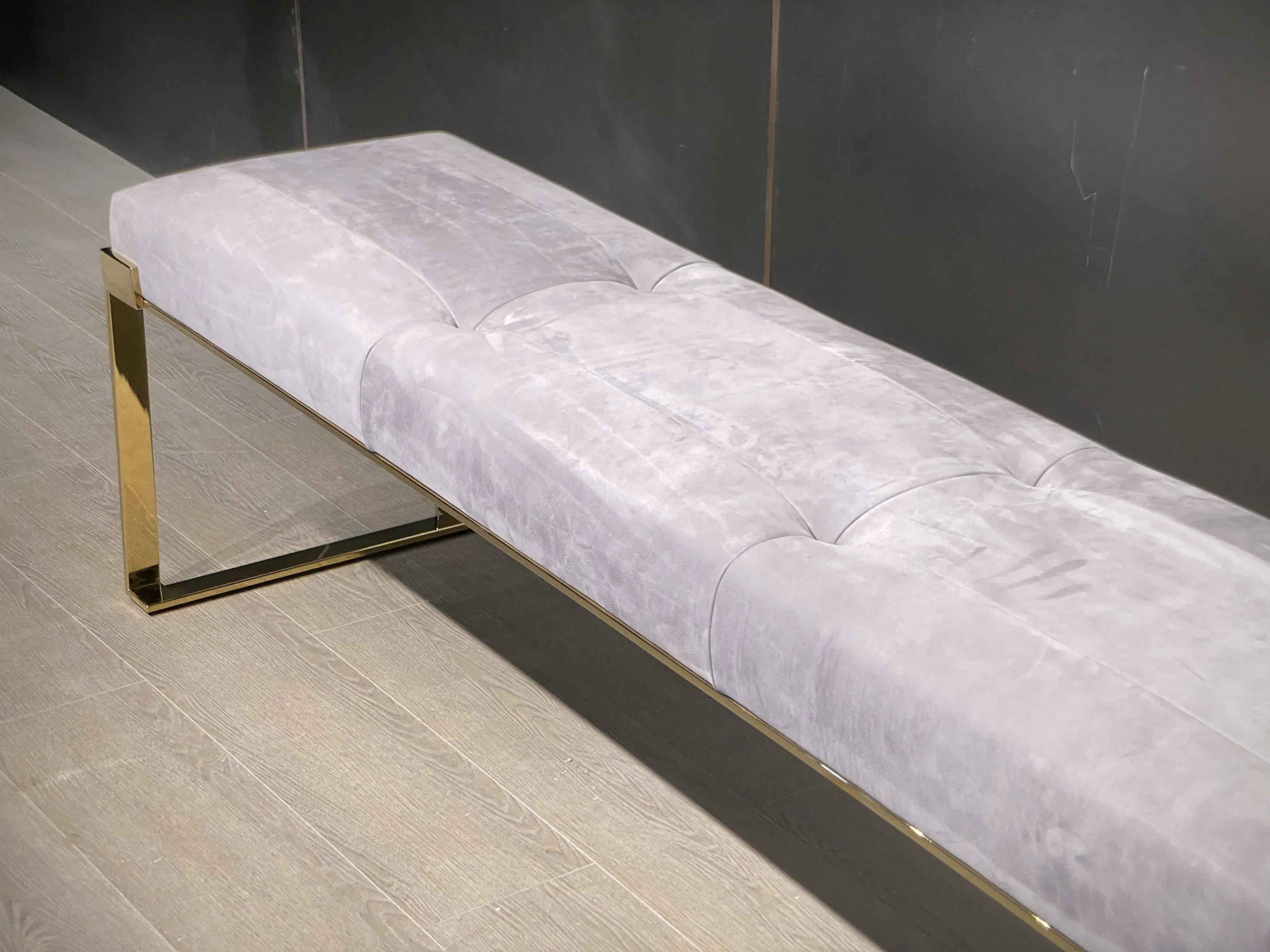 Metal Frame Velvet Upholstery Bedroom Ottoman W009B18B Fendi style Aura bedside stool,bench