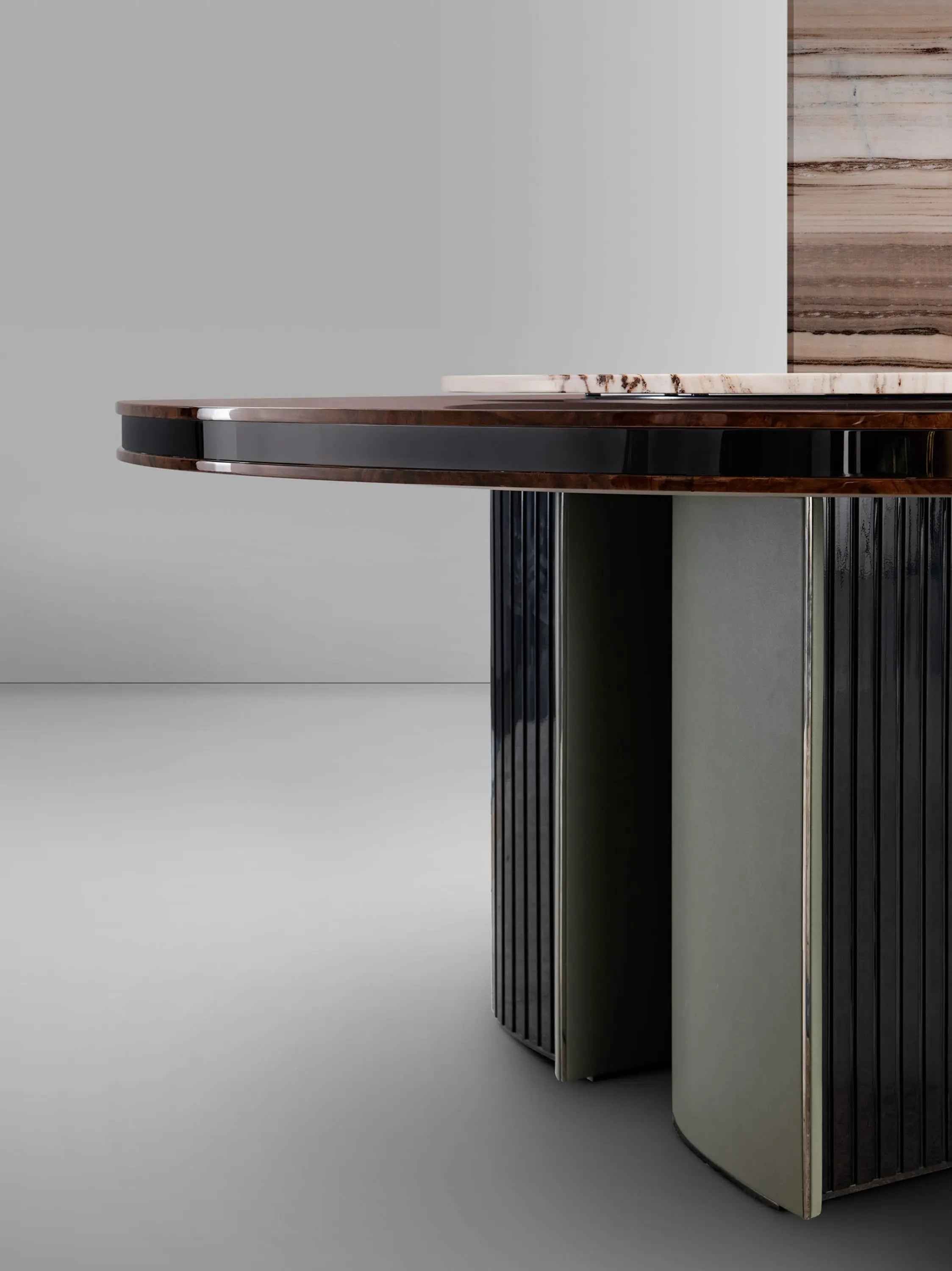 Modern Italian stainless steel base marble dining table W008D1 Visionnaire style Palace Dining Table