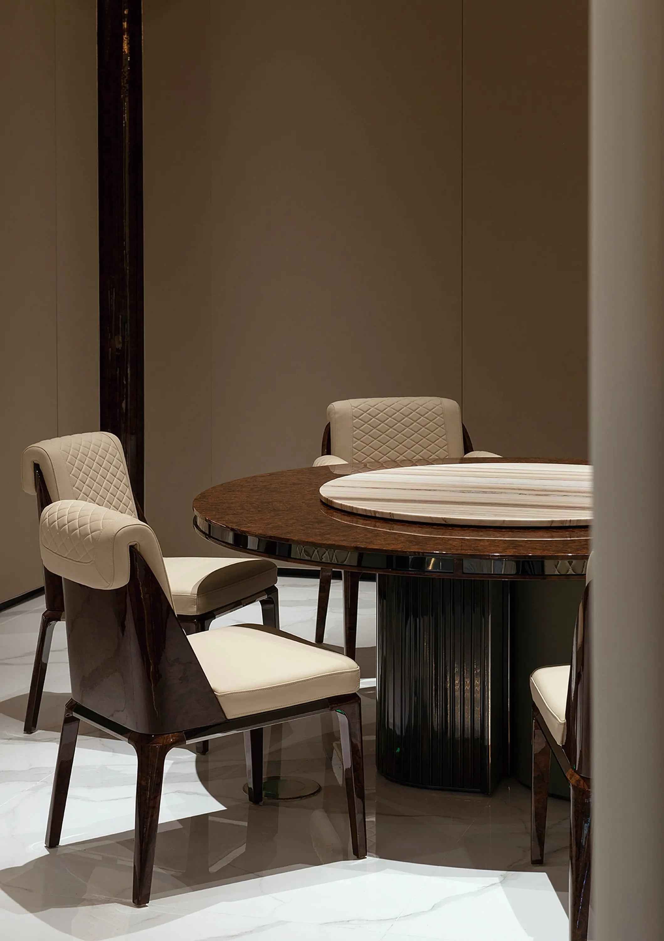 Modern Italian stainless steel base marble dining table W008D1 Visionnaire style Palace Dining Table