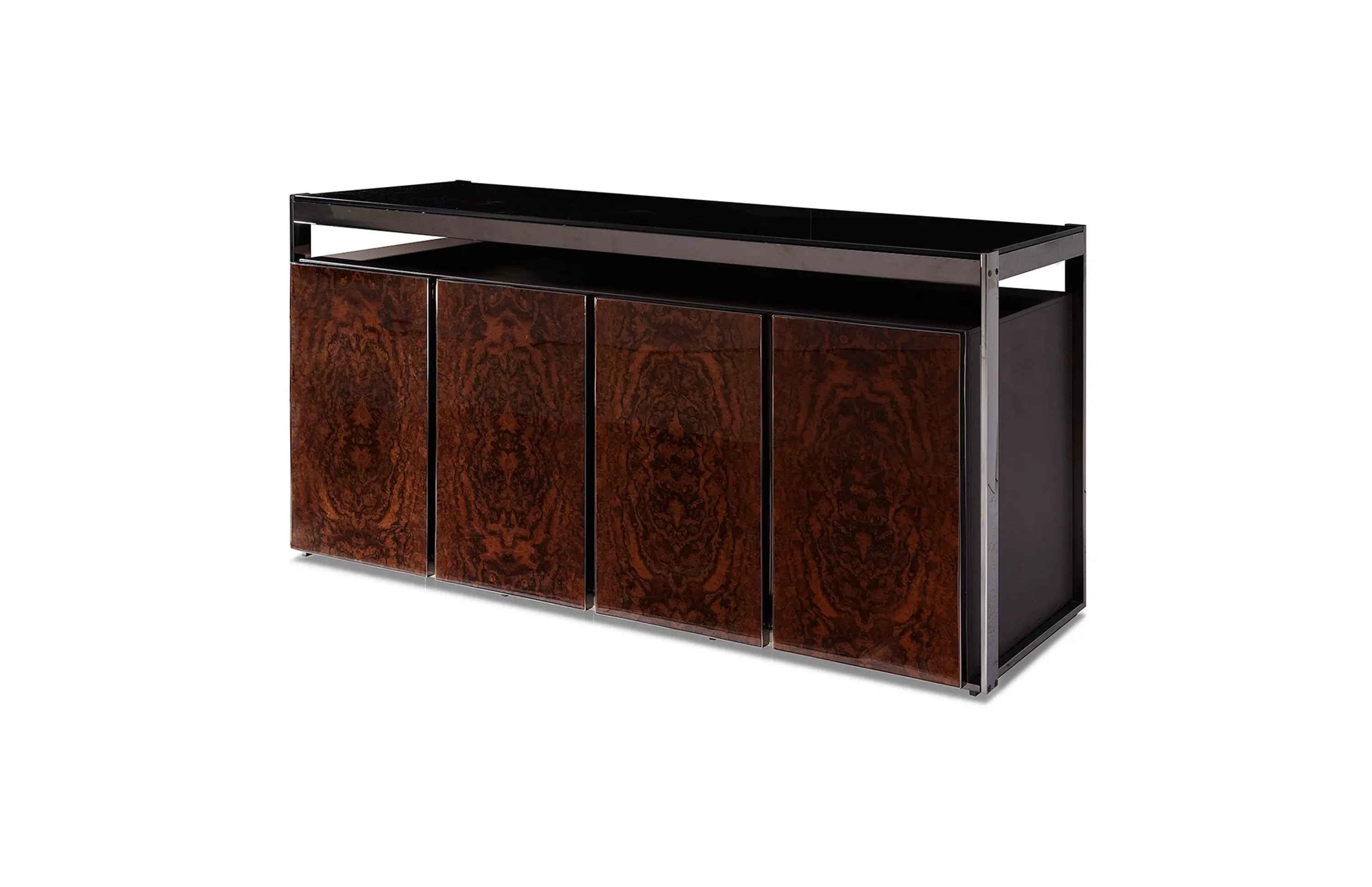 Modern Luxury High Gloss Veneer 4 Door Leather Sideboard W001D7 Bentley side cabinet