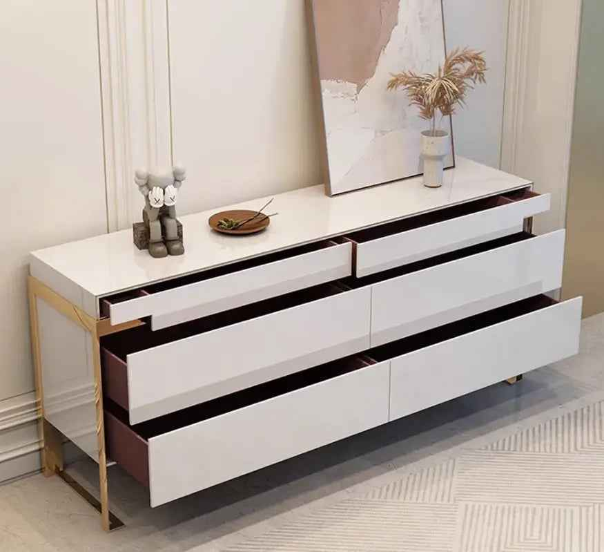 Modern Luxury Metal Base 6 Drawer Chest Cabinet W009B12B Fendi style Aura Chest sideboard