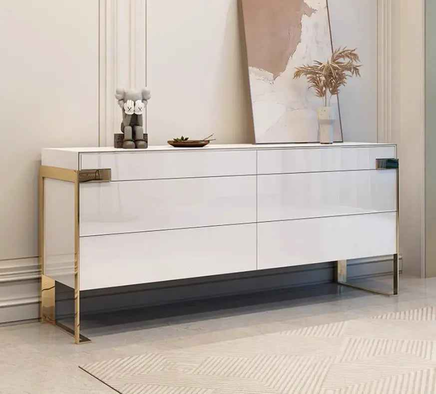 Modern Luxury Metal Base 6 Drawer Chest Cabinet W009B12B Fendi style Aura Chest sideboard