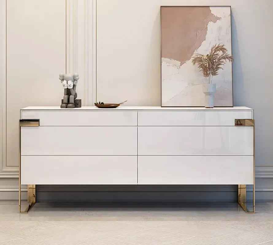 Modern Luxury Metal Base 6 Drawer Chest Cabinet W009B12B Fendi style Aura Chest sideboard